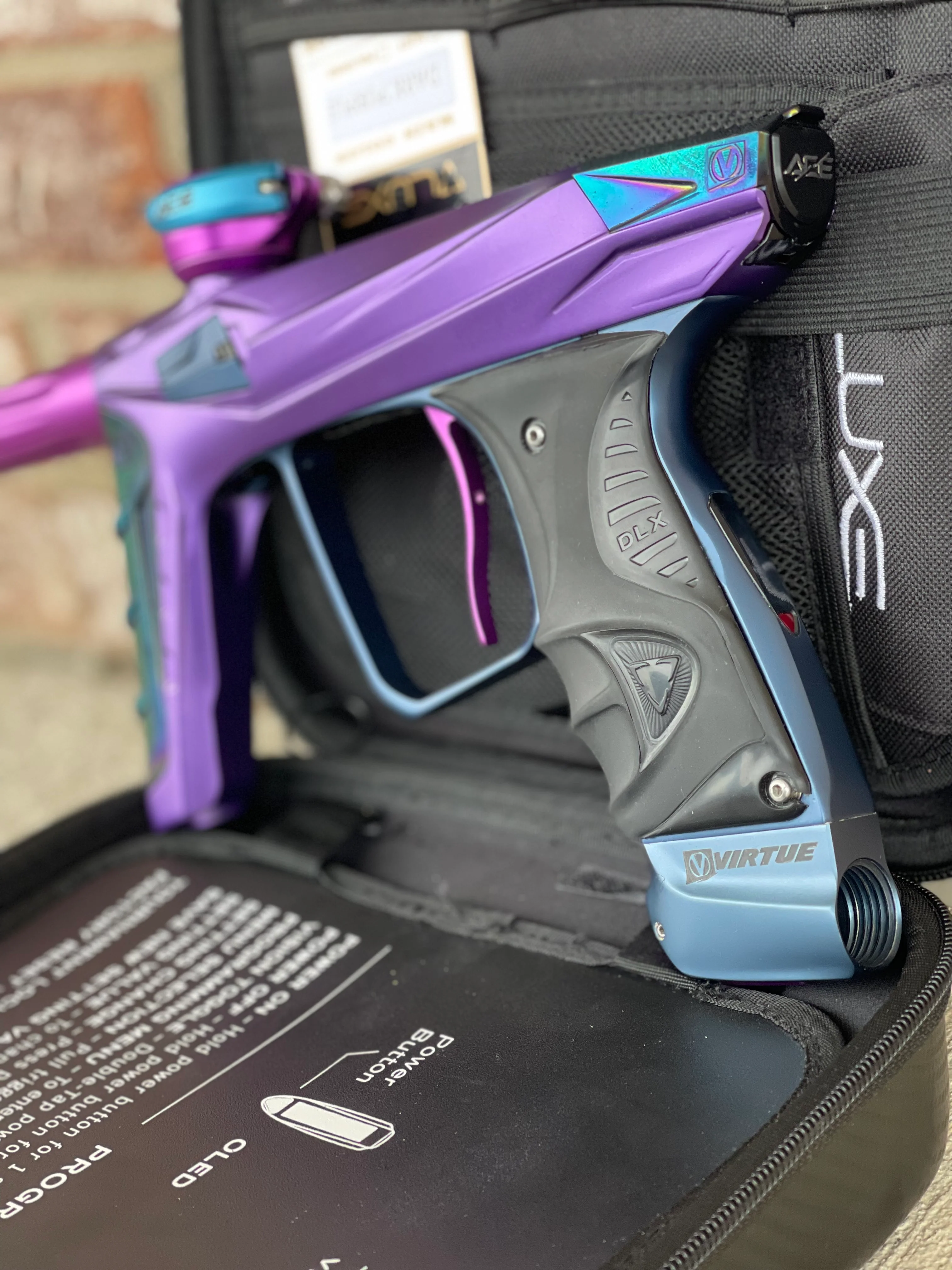 Used DLX Luxe X / Virtue Ace Paintball Gun - Purple /  Blue - Image 3