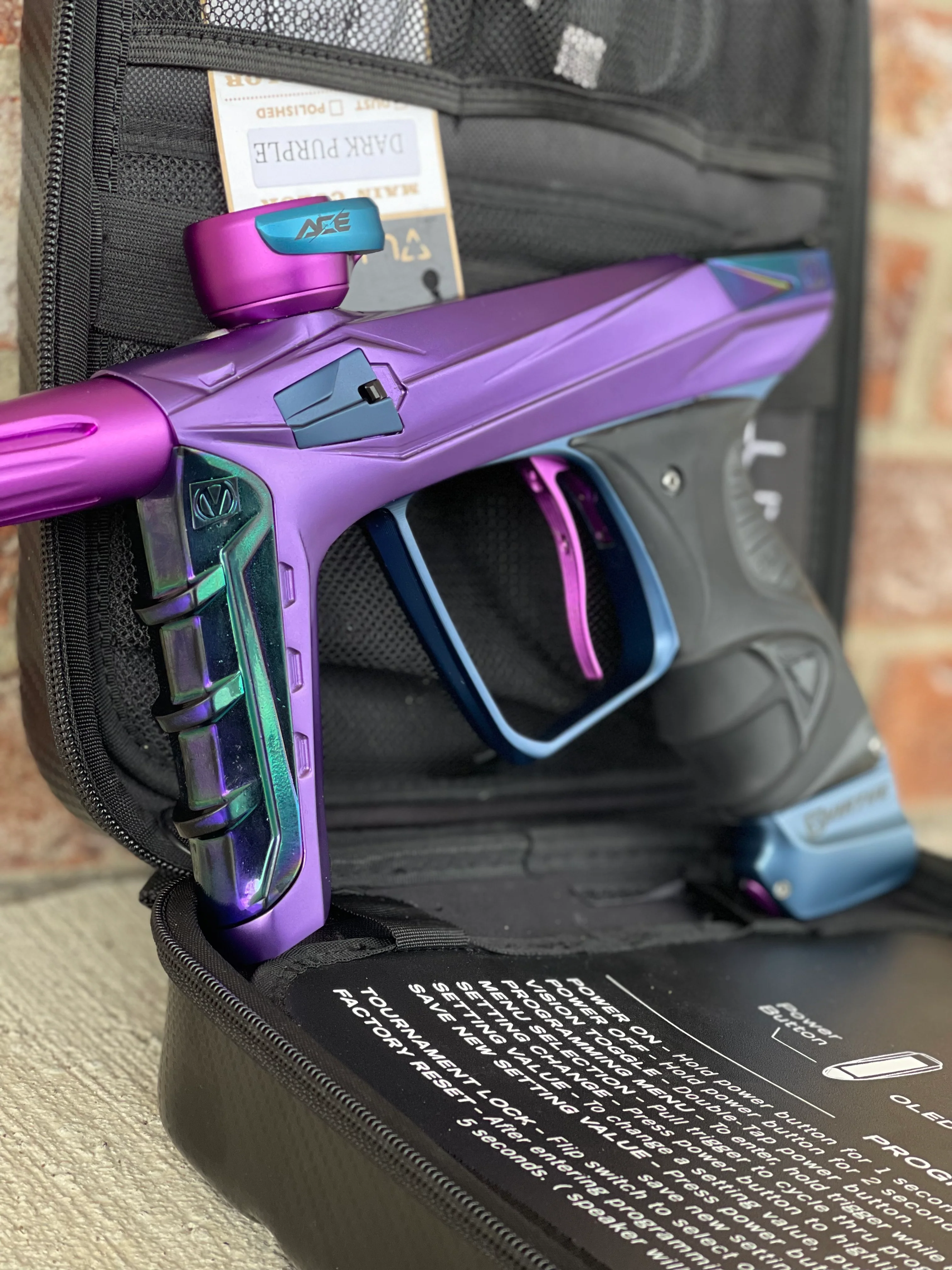 Used DLX Luxe X / Virtue Ace Paintball Gun - Purple /  Blue - Image 4