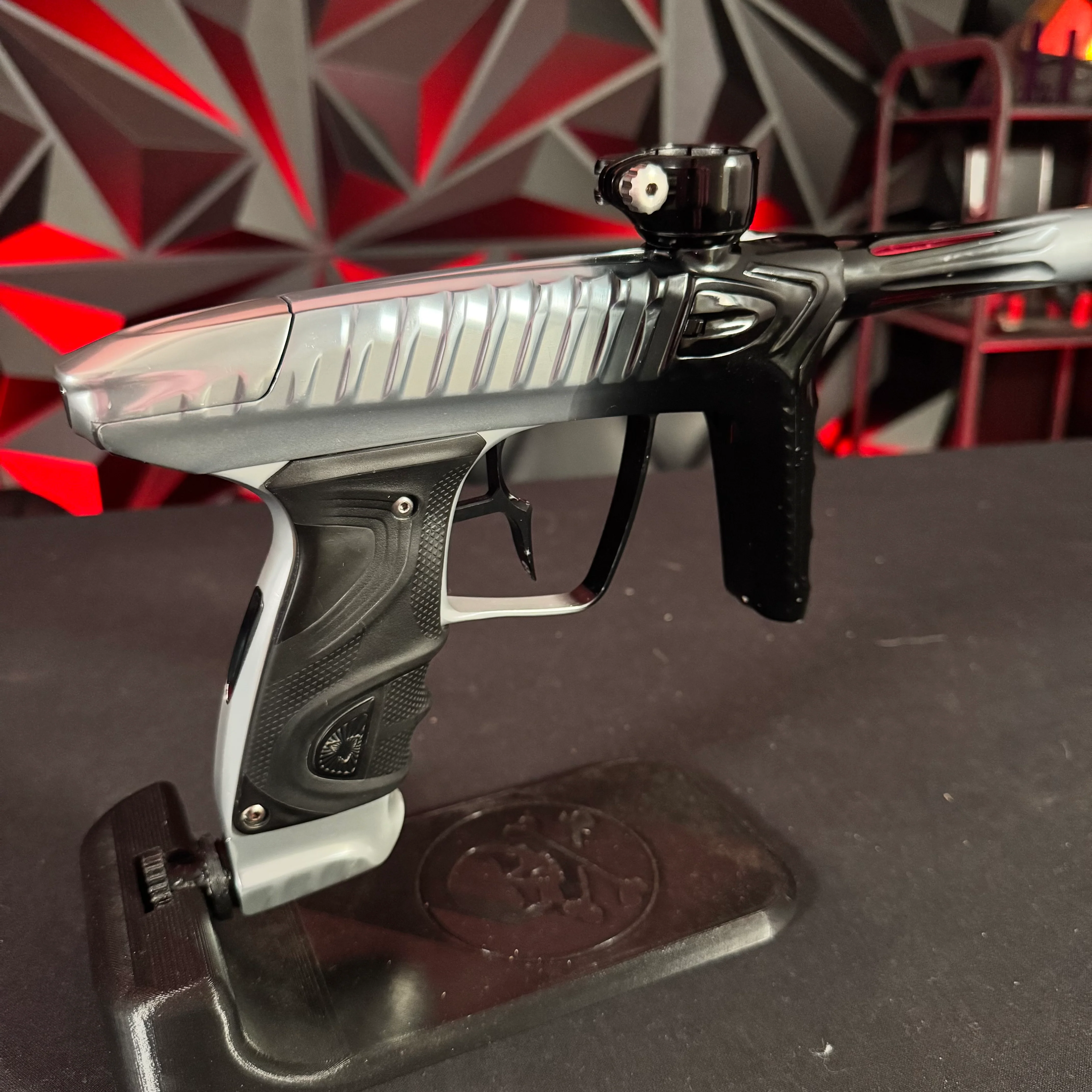 Used DLX Project TM40 Paintball Gun - Polished Silver/Black Fade w/Infamous Deuce Trigger - Image 2