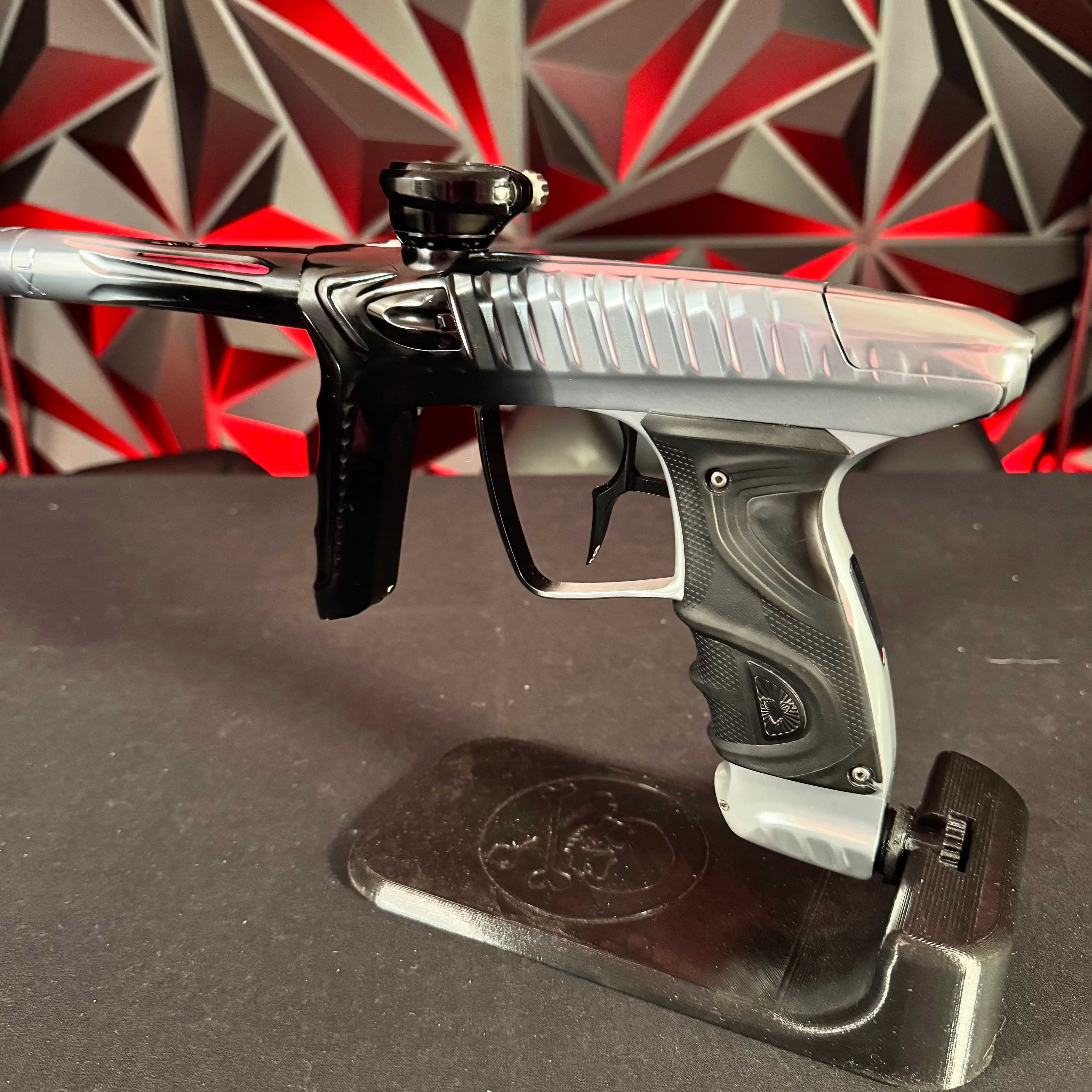 Used DLX Project TM40 Paintball Gun - Polished Silver/Black Fade w/Infamous Deuce Trigger - Image 3