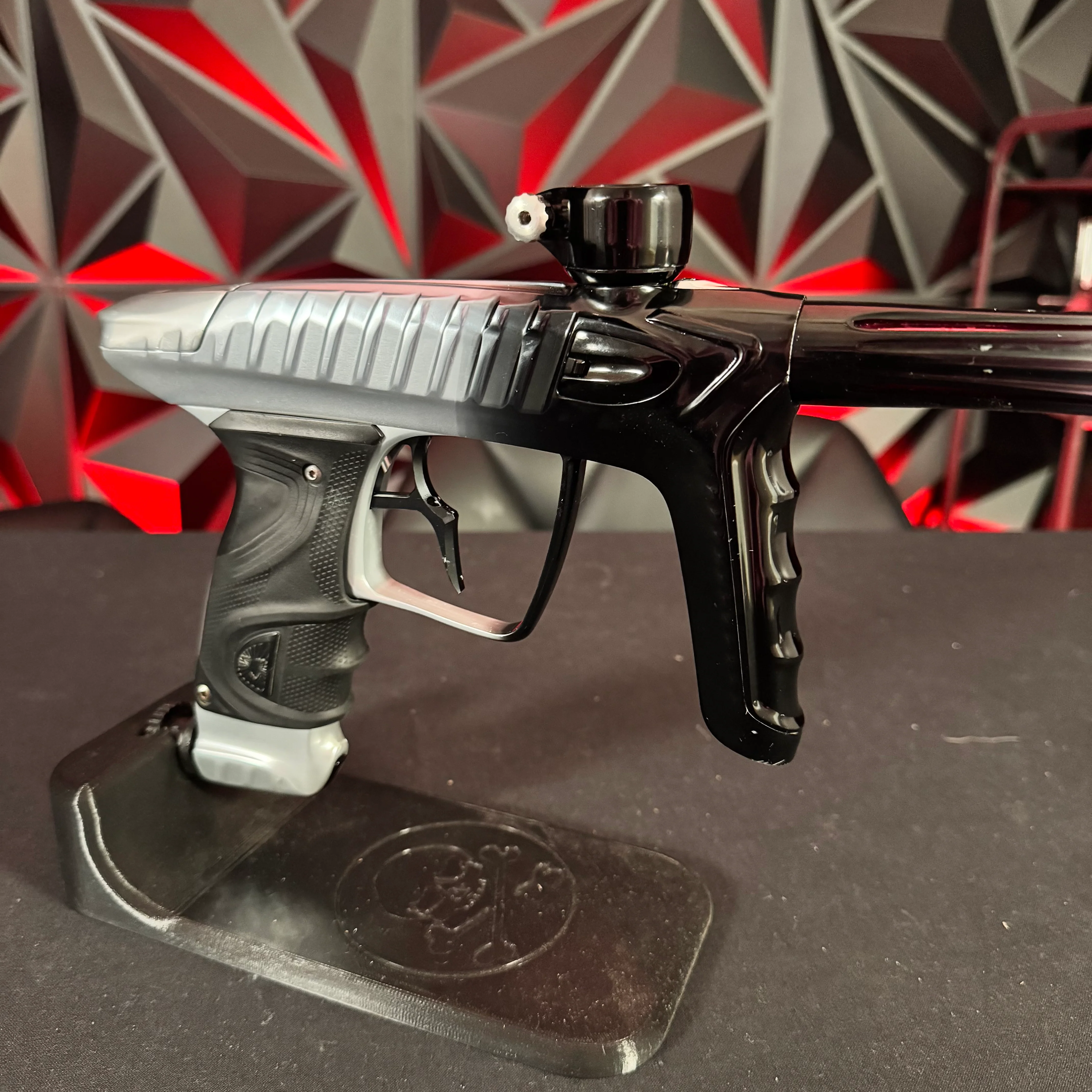 Used DLX Project TM40 Paintball Gun - Polished Silver/Black Fade w/Infamous Deuce Trigger - Image 4