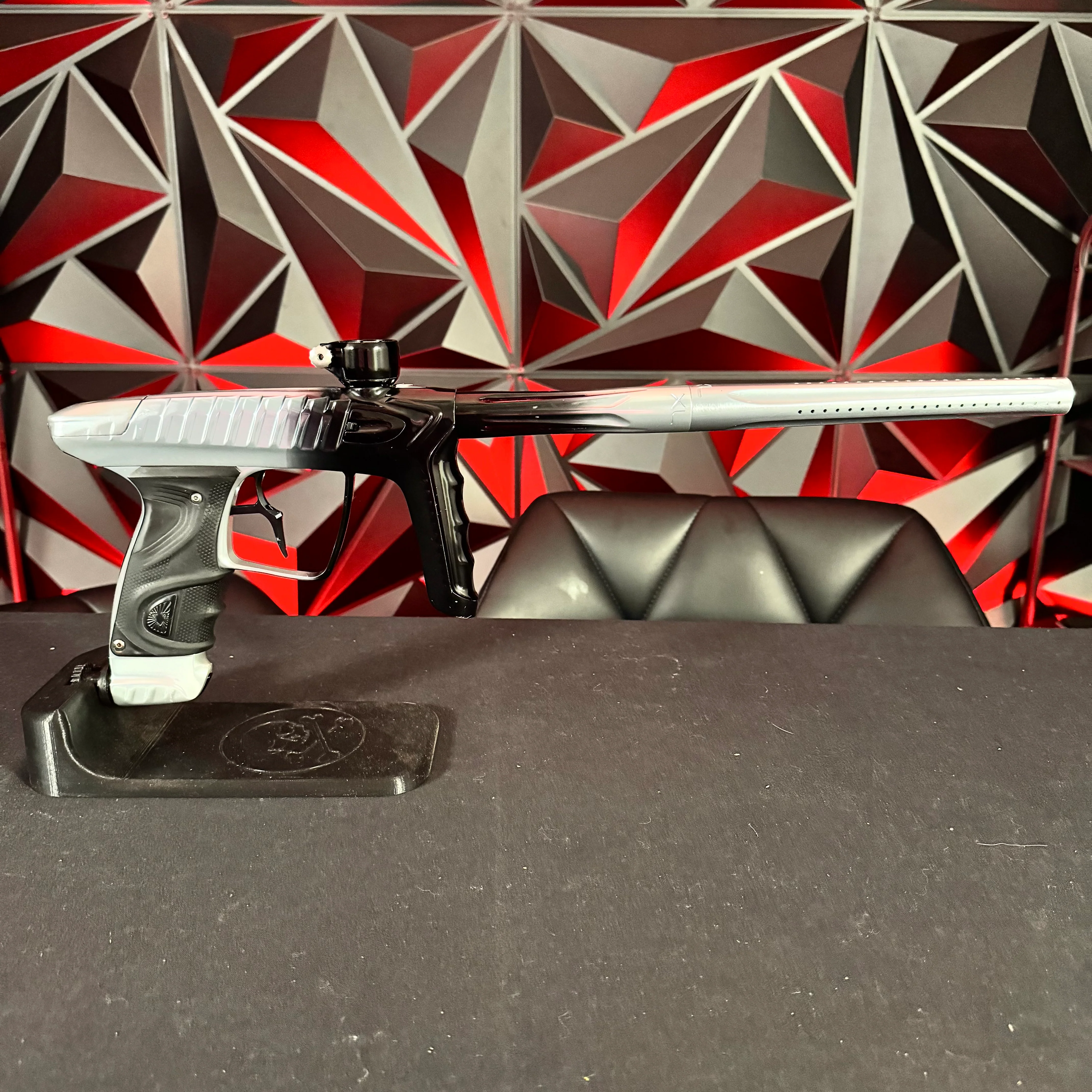 Used DLX Project TM40 Paintball Gun - Polished Silver/Black Fade w/Infamous Deuce Trigger - Image 6