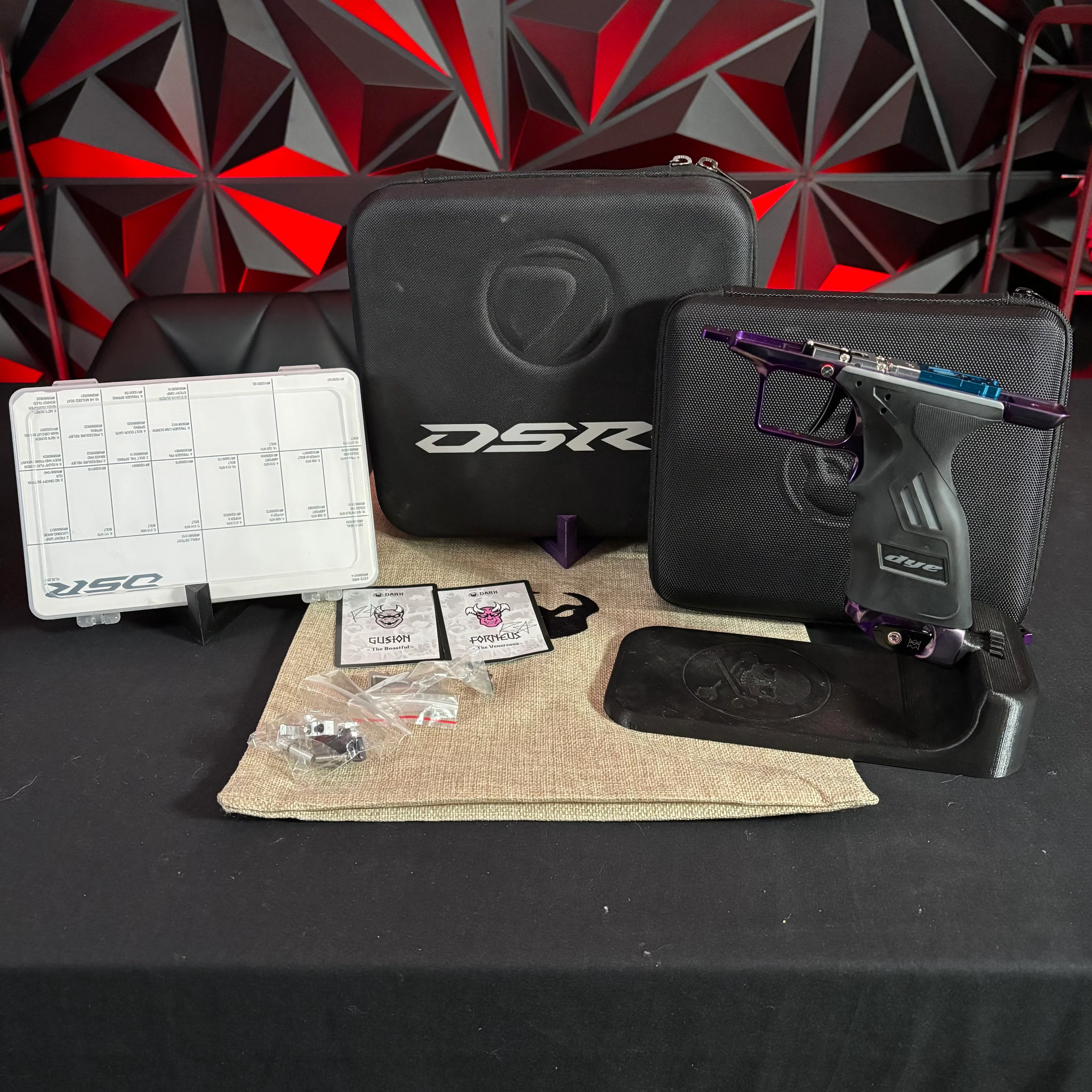 Used Dye Dark Pipe DSR+ Paintball Gun - Silver/Purple Splash w/ Matching Mech Frame - Image 10