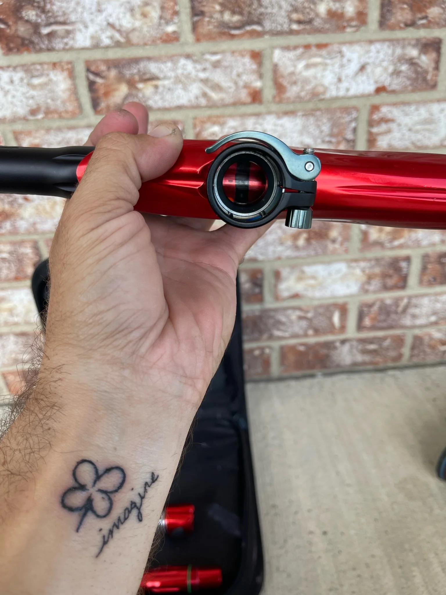 Used Dye DM15 Paintball Marker - Gloss Red w/ 2 UL Backs, Lockdown 2 Feedneck, SLAP ASA, Deuce Trigger - Image 12