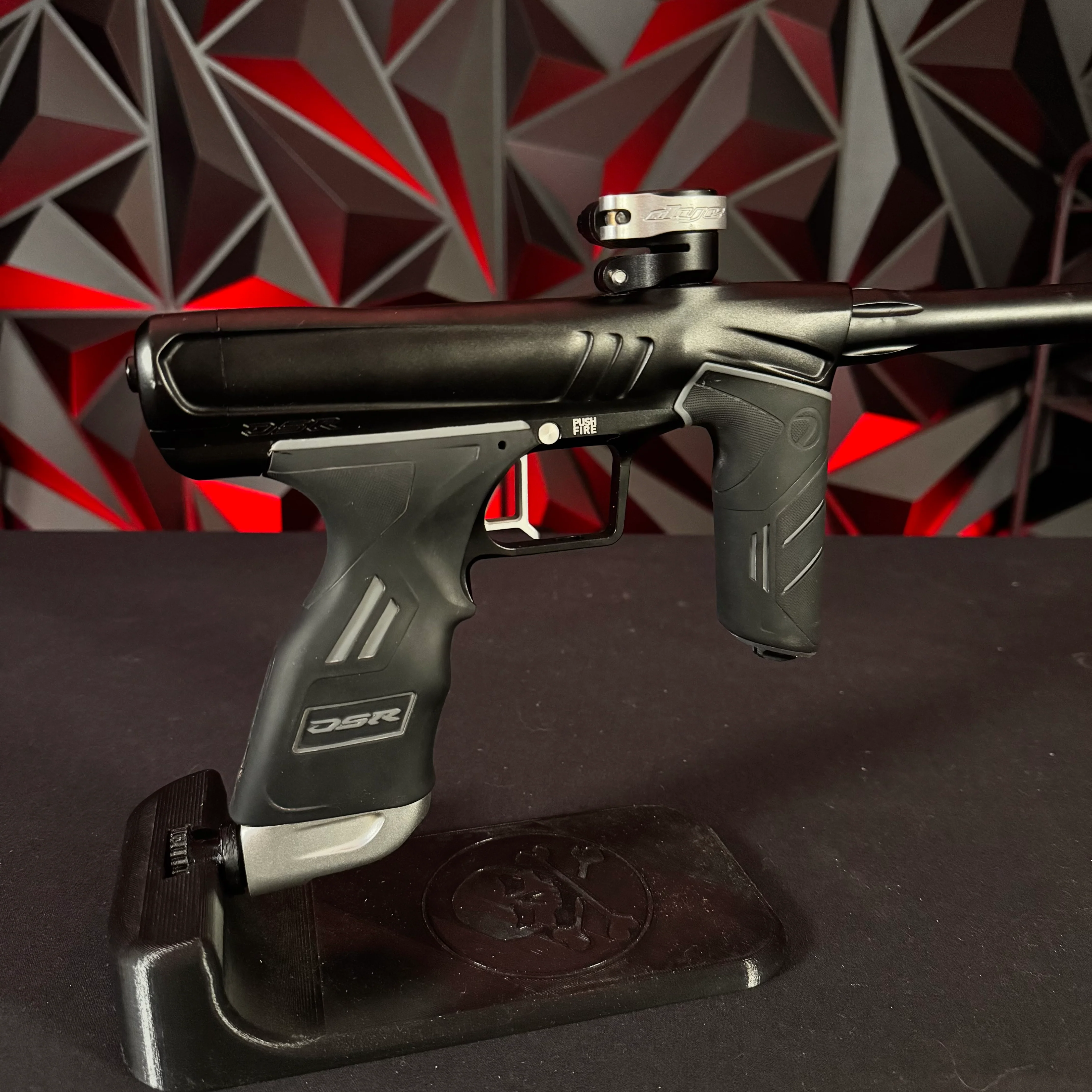 Used Dye DSR+ Paintball Gun - *MECHANICAL ONLY* Black w/Silver ASA and Silver Feedneck Lever - Image 2