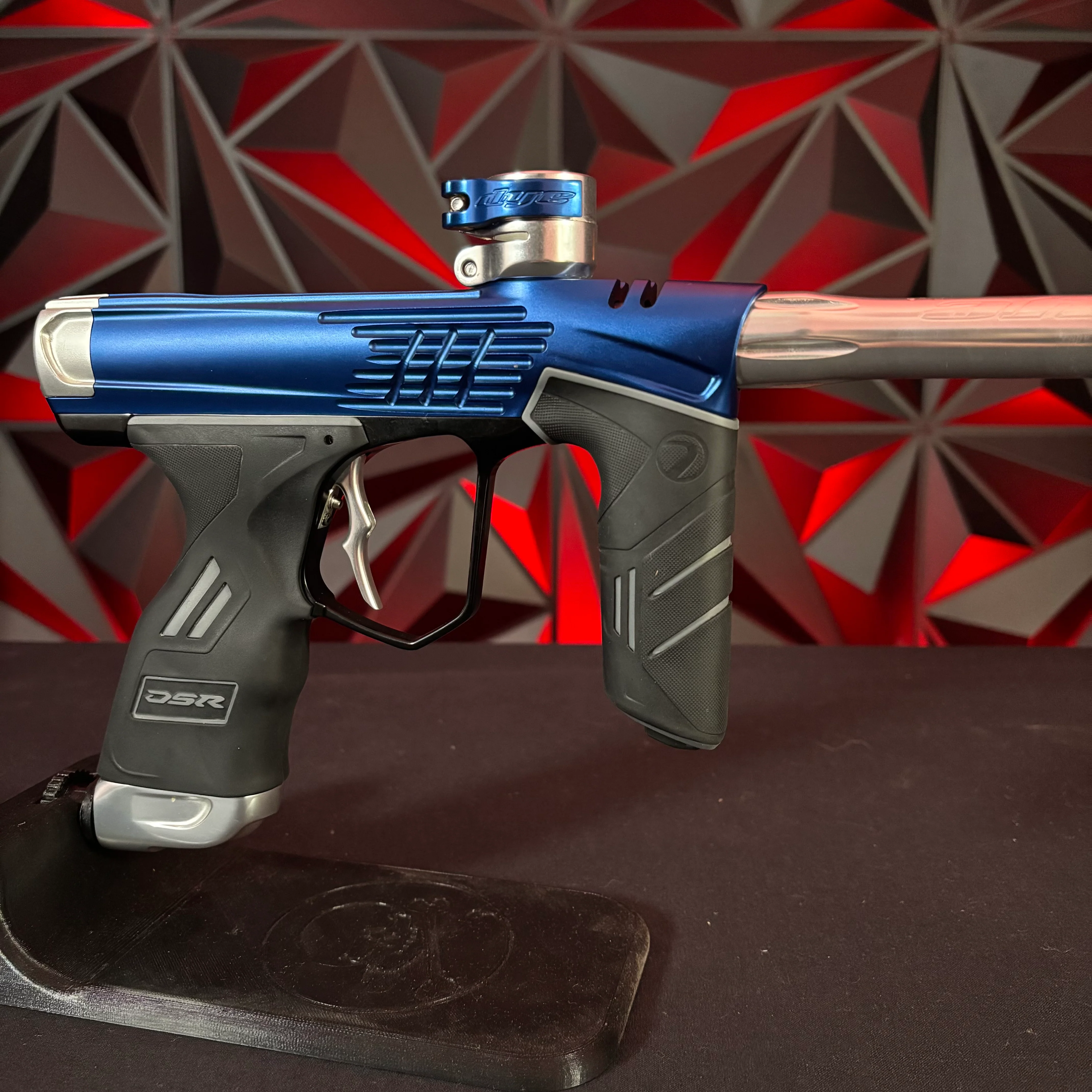 Used Dye DSR+ Paintball Marker - ICON Blue w/ Black Trigger Frame & Custom Anno Barrel Tip - Image 4