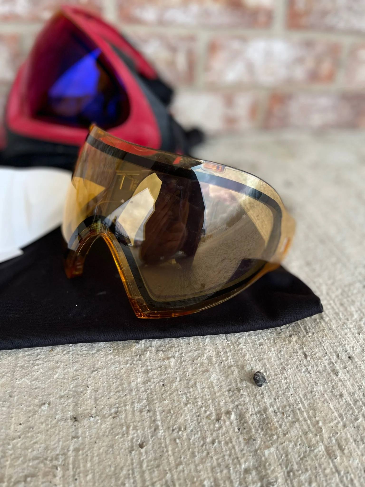 Used Dye I4 Paintball Goggle - Black/Red w/ Mirror Lens, Thermal HD Len, & White Visor - Image 6