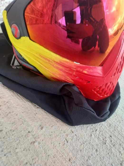 Used Dye I5 Paintball Goggle - Red/Yellow Custom Painted - Image 3