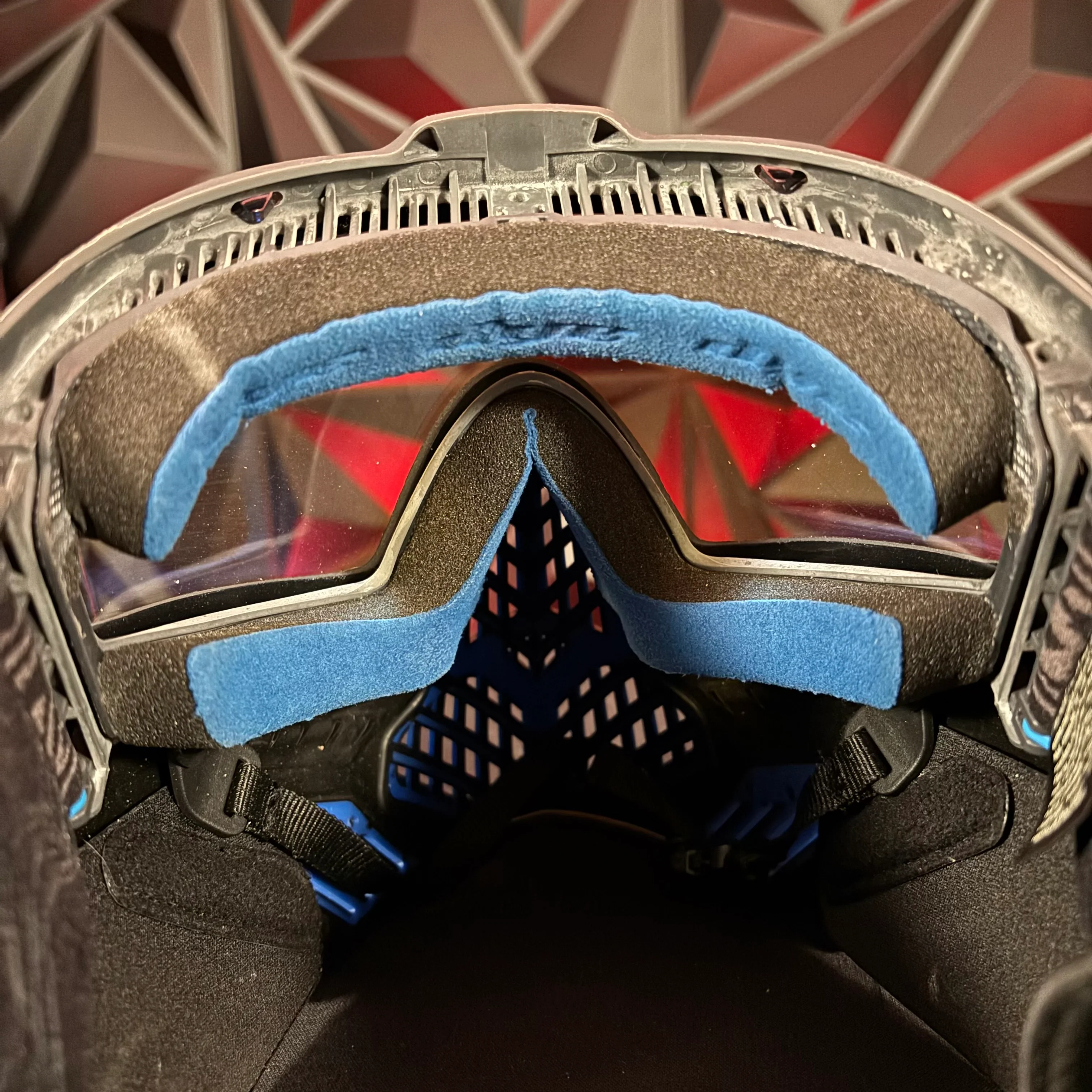 Used Dye I5 Paintball Goggle - Storm (Black w/Blue) w/Chin Strap and Soft Goggle Bag - Image 5