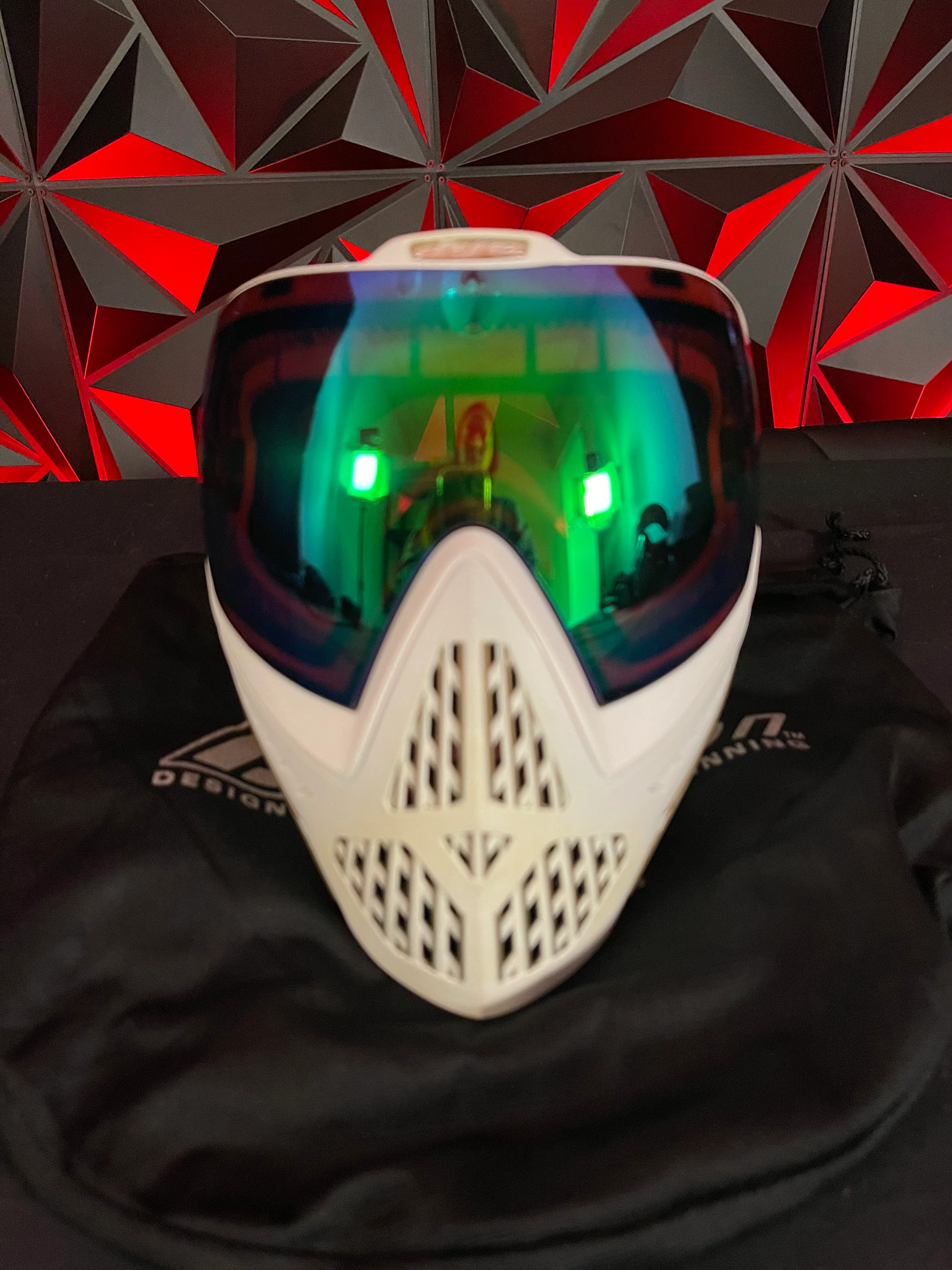 Used Dye I5 Paintball Goggle - White / Gold w/ Soft Goggle Bag - Image 2