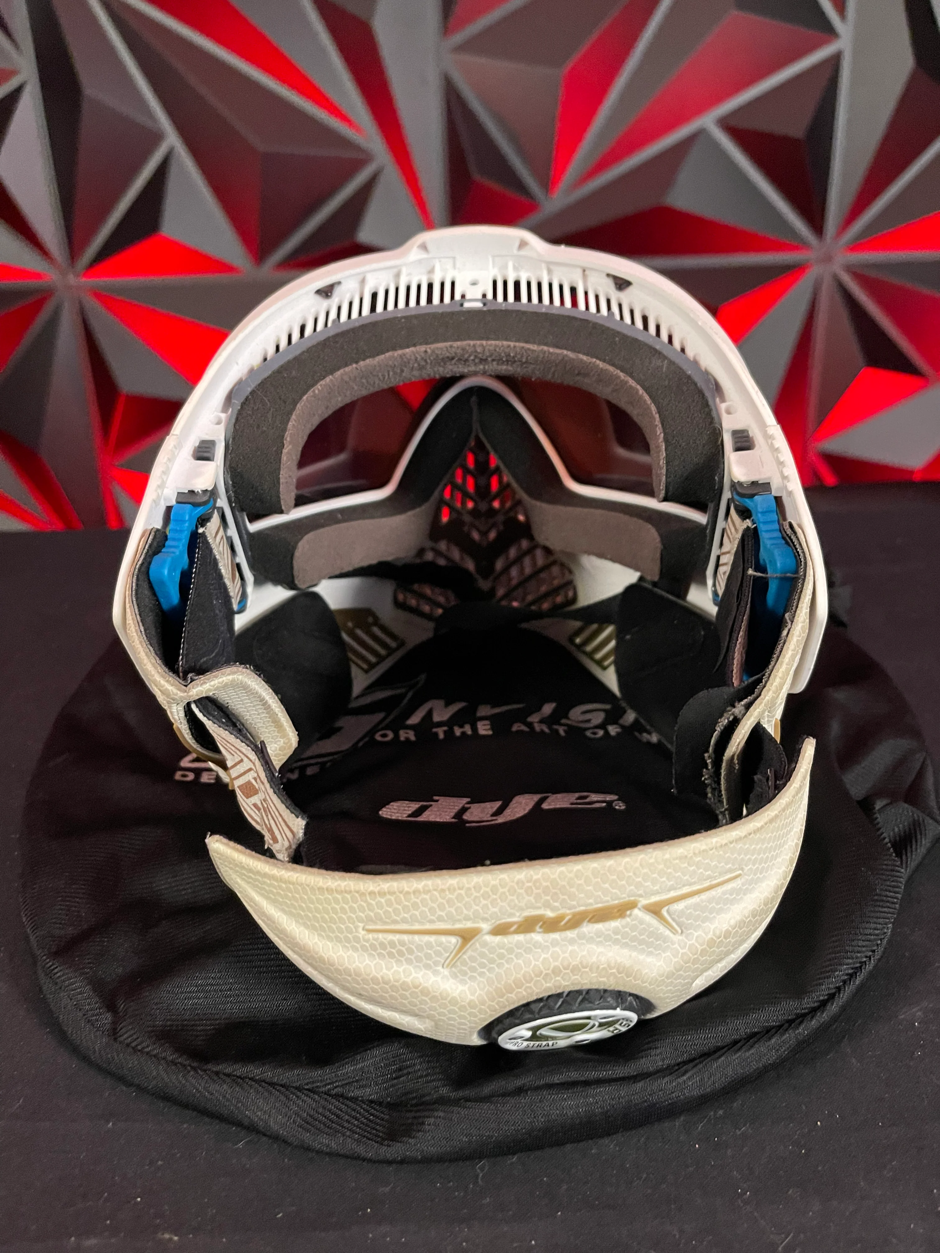 Used Dye I5 Paintball Goggle - White / Gold w/ Soft Goggle Bag - Image 5