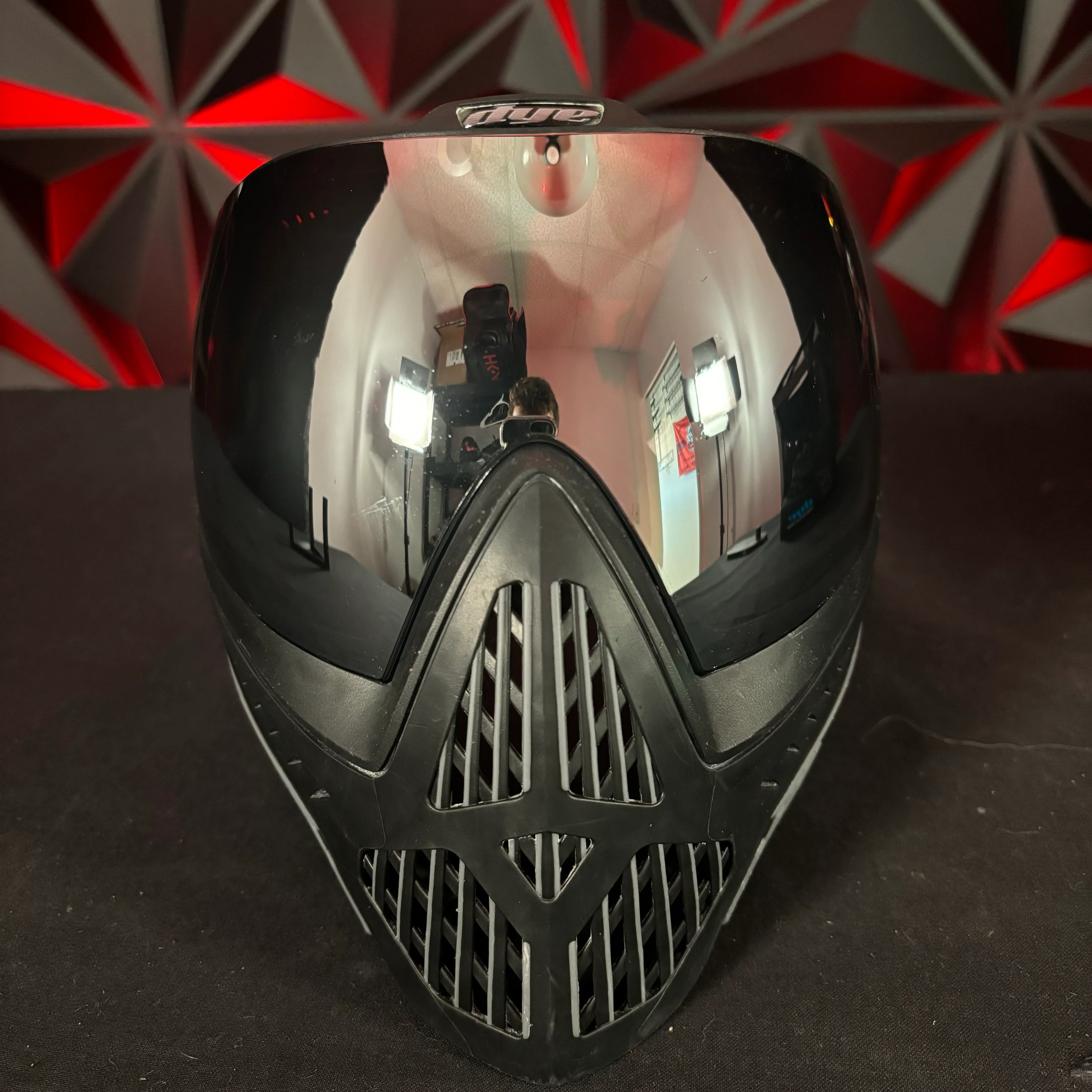 Used Dye i5 Paintball Mask - Black w/Mirrored Lens (Installed), Soft Goggle Bag, & Original Box Case - Image 2
