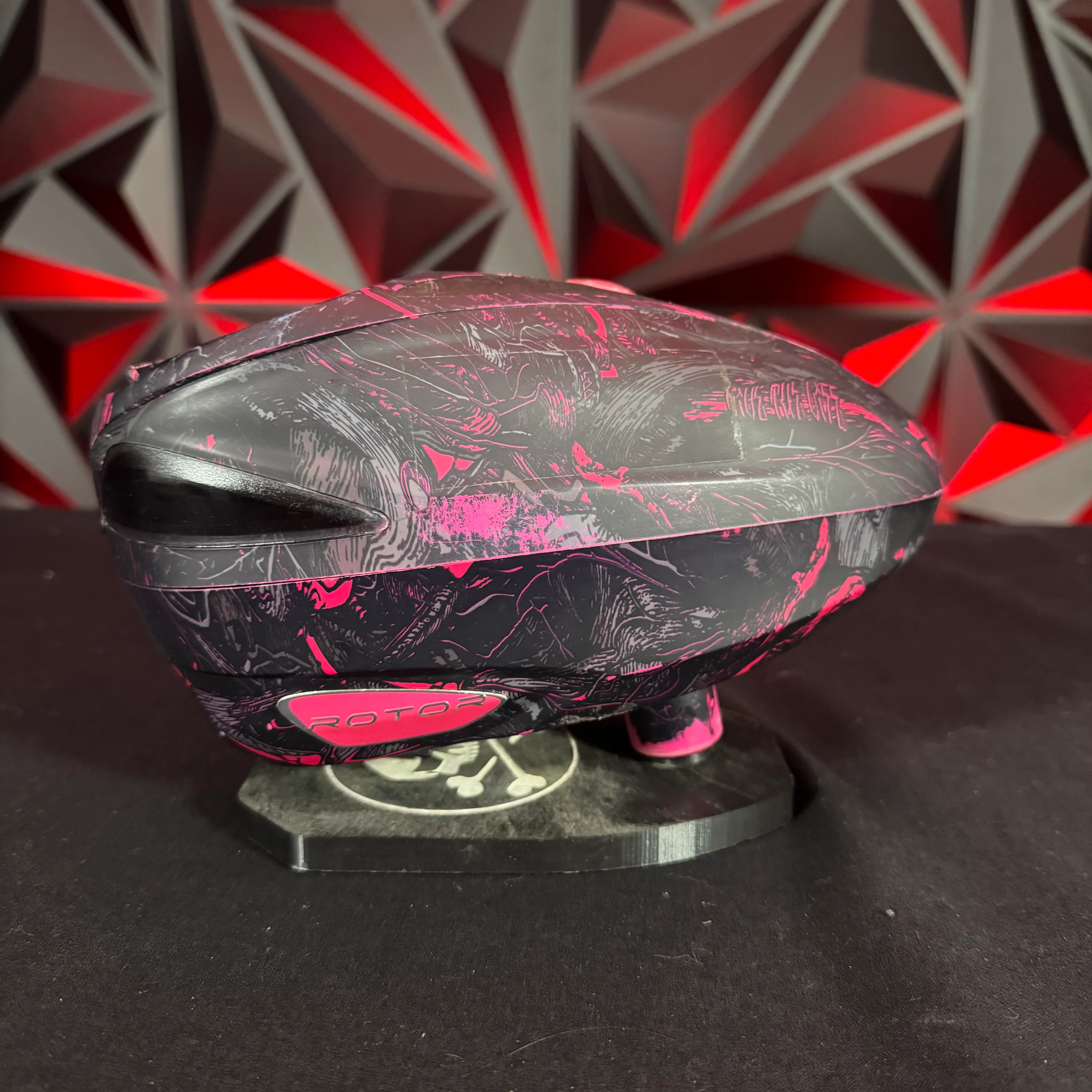 Used Dye Rotor Paintball Loader - Graphic Pink w/ HK Army Speedfeed - Image 2