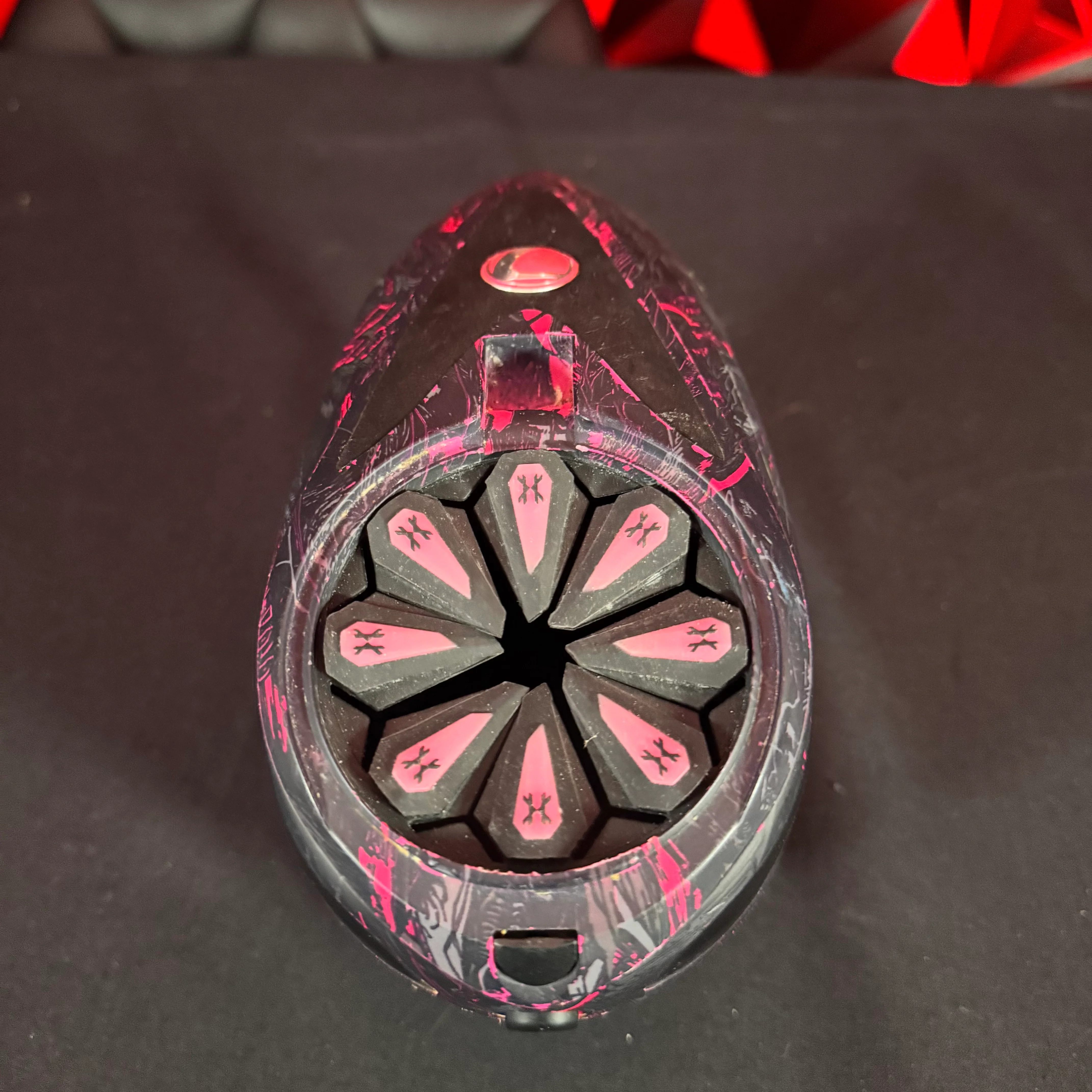 Used Dye Rotor Paintball Loader - Graphic Pink w/ HK Army Speedfeed - Image 3
