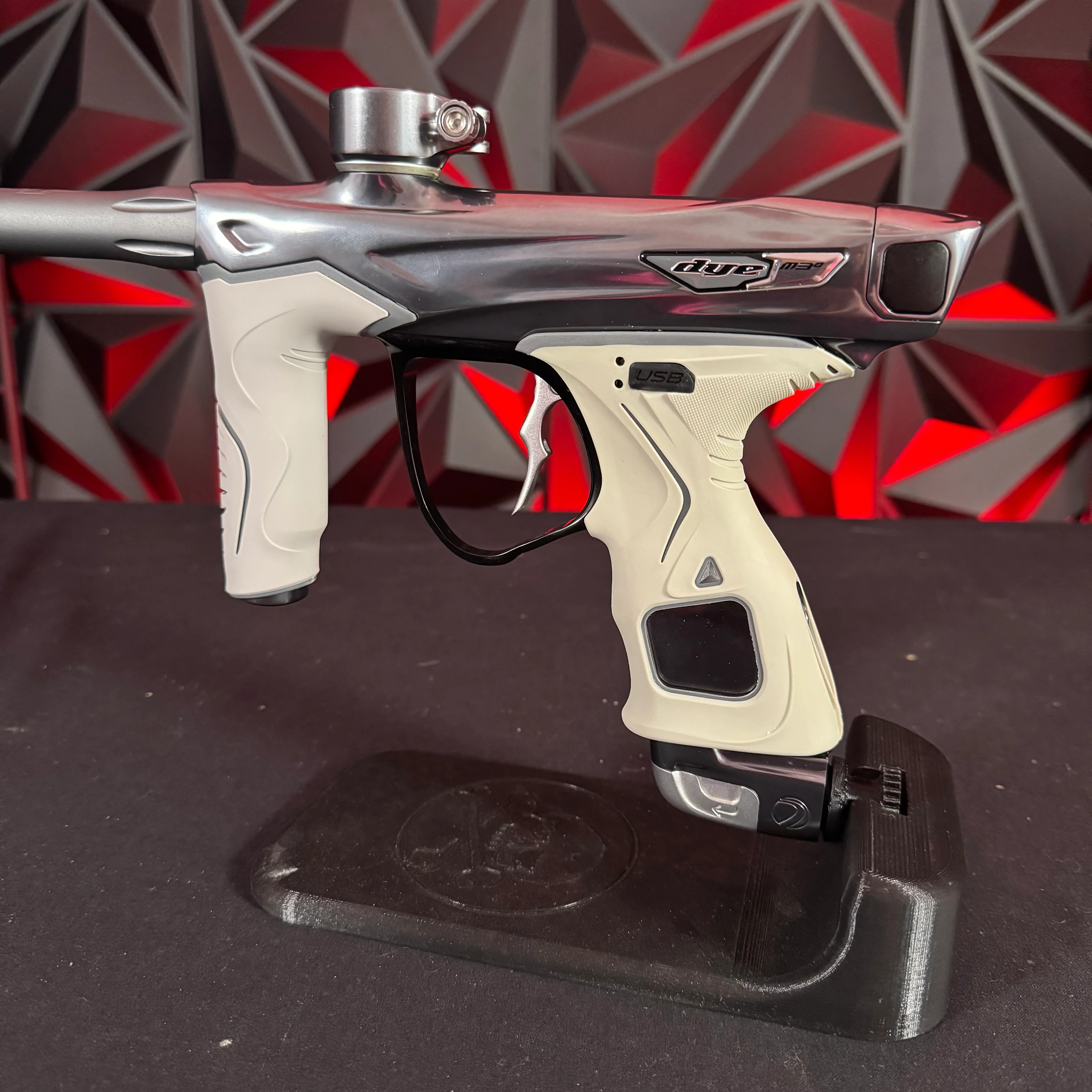 Used Dye M3+ Paintball Gun - Battleship 2.0 w/MOSAir Board and Grey Grips - Image 3