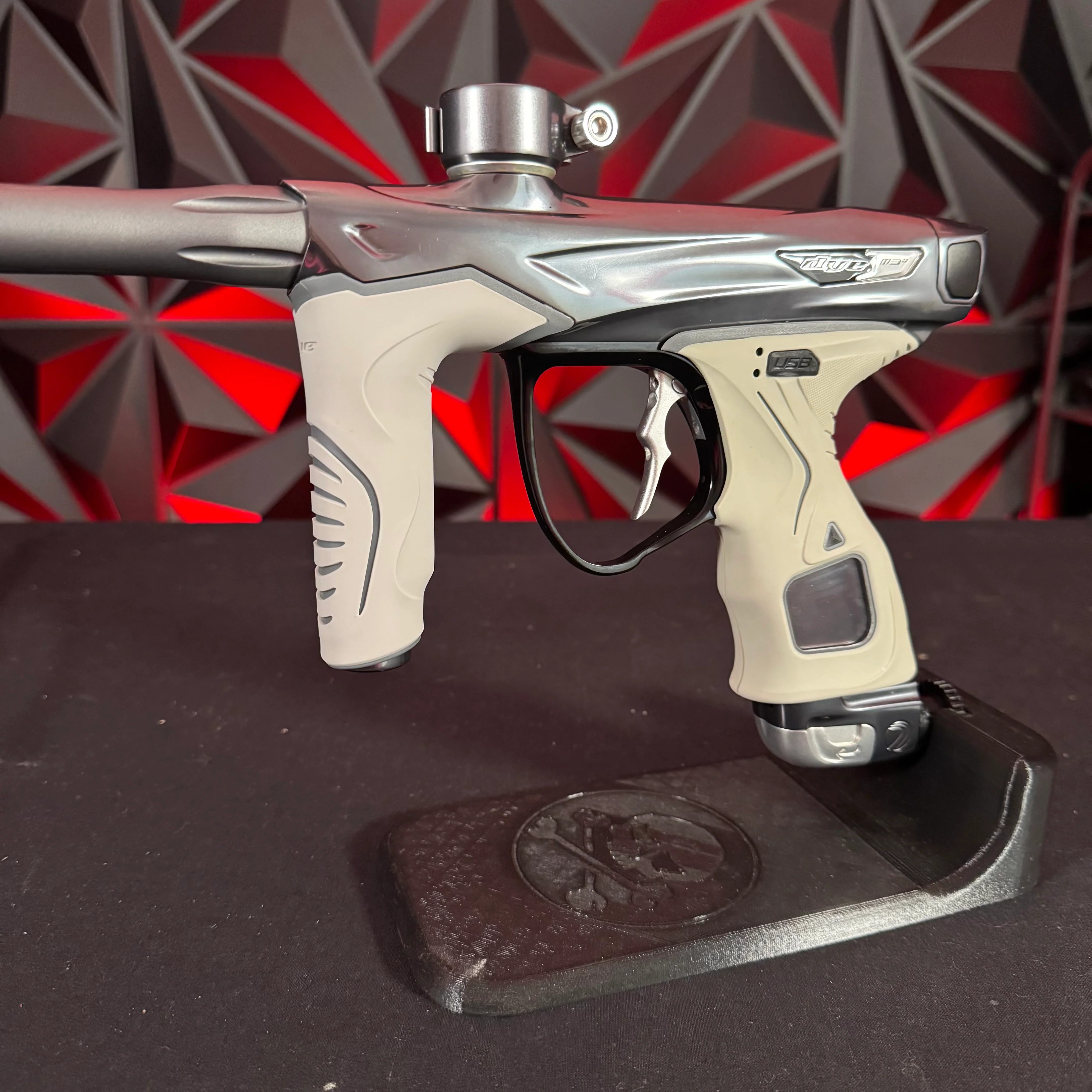 Used Dye M3+ Paintball Gun - Battleship 2.0 w/MOSAir Board and Grey Grips - Image 5