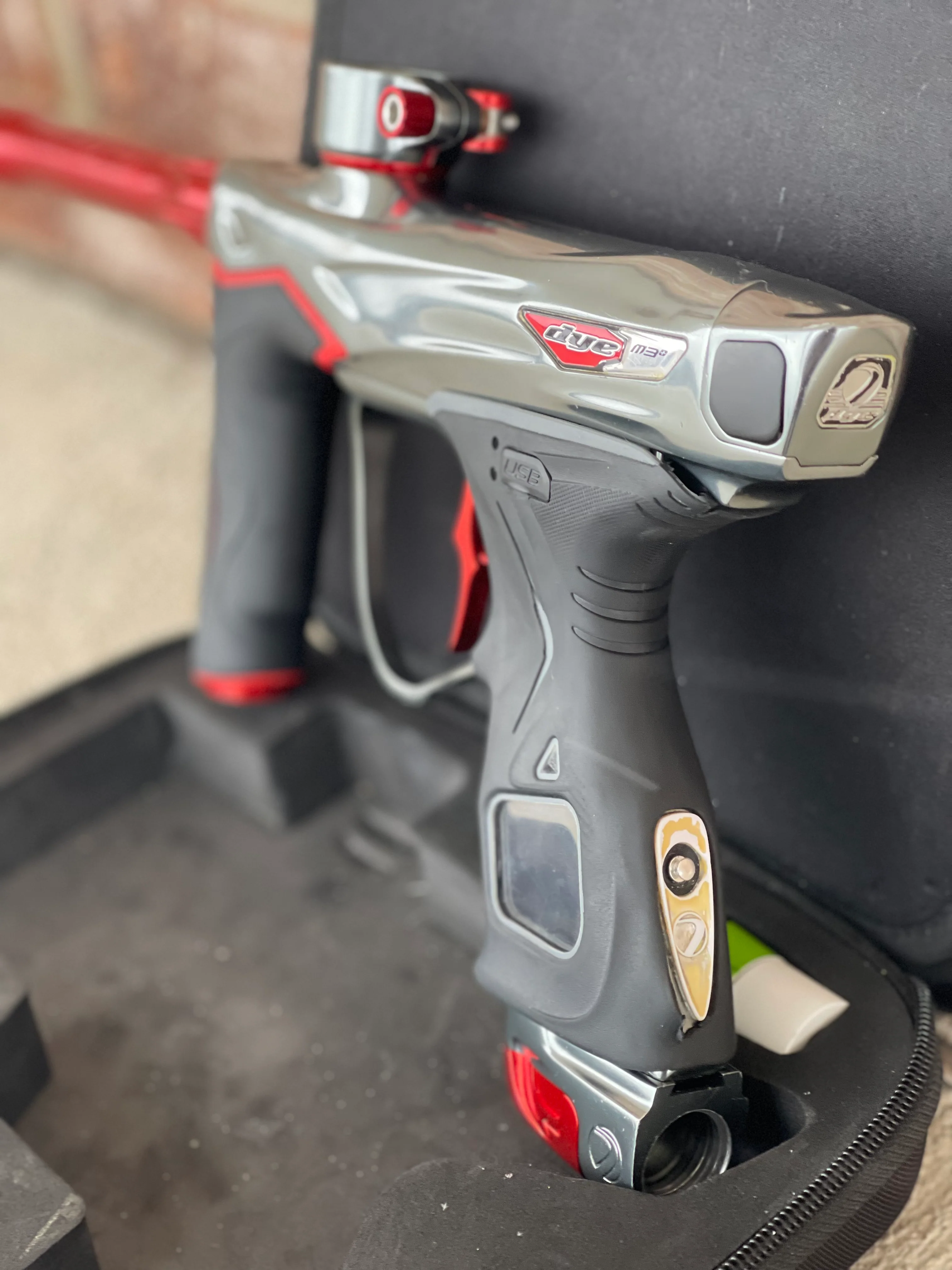 Used Dye M3+ Paintball Gun - Grey/Red - Image 3
