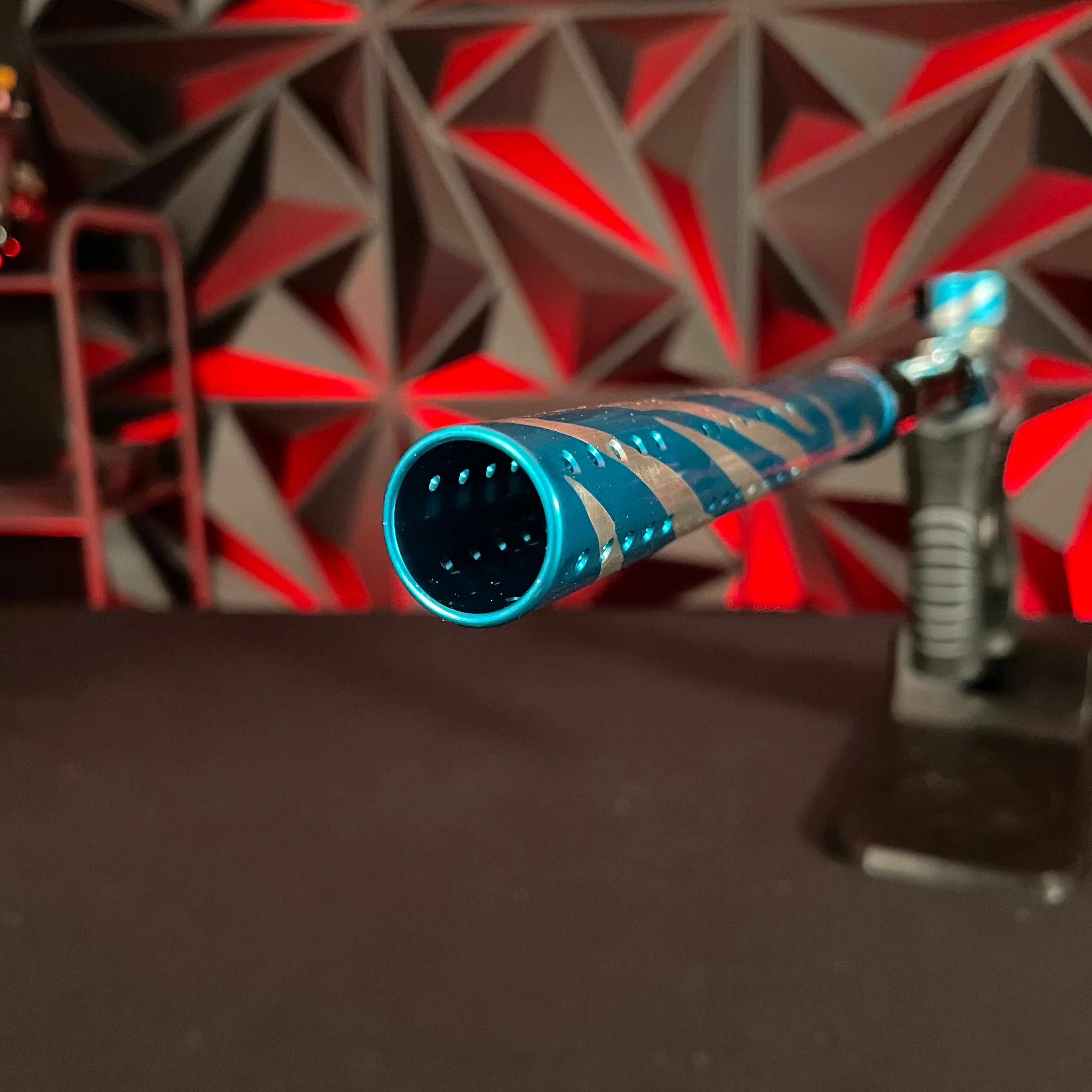 Used Dye M3+ Paintball Gun - Tiger Royalty (Pink & Cyan) w/ MOSAir Charging Pad - Image 10