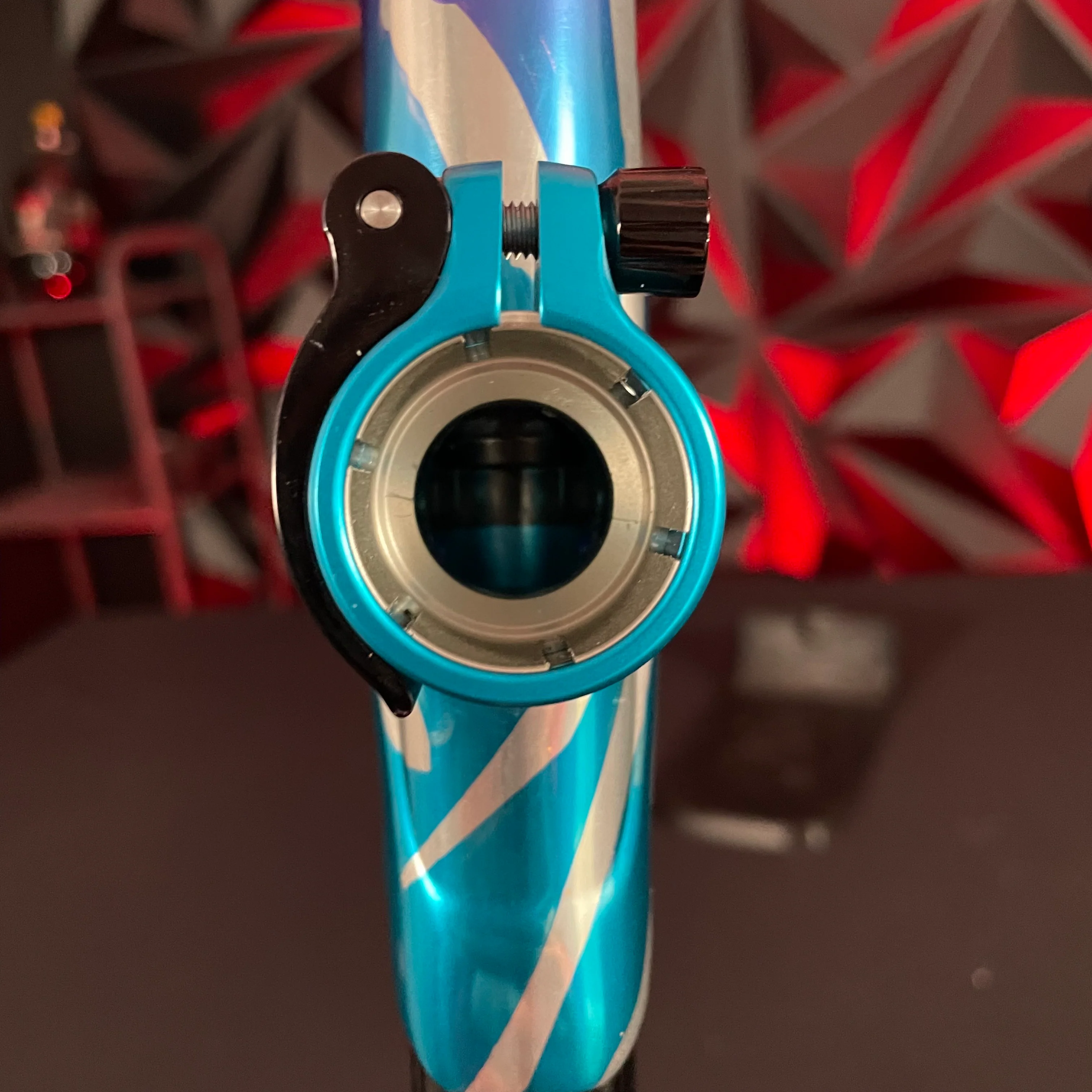 Used Dye M3+ Paintball Gun - Tiger Royalty (Pink & Cyan) w/ MOSAir Charging Pad - Image 9