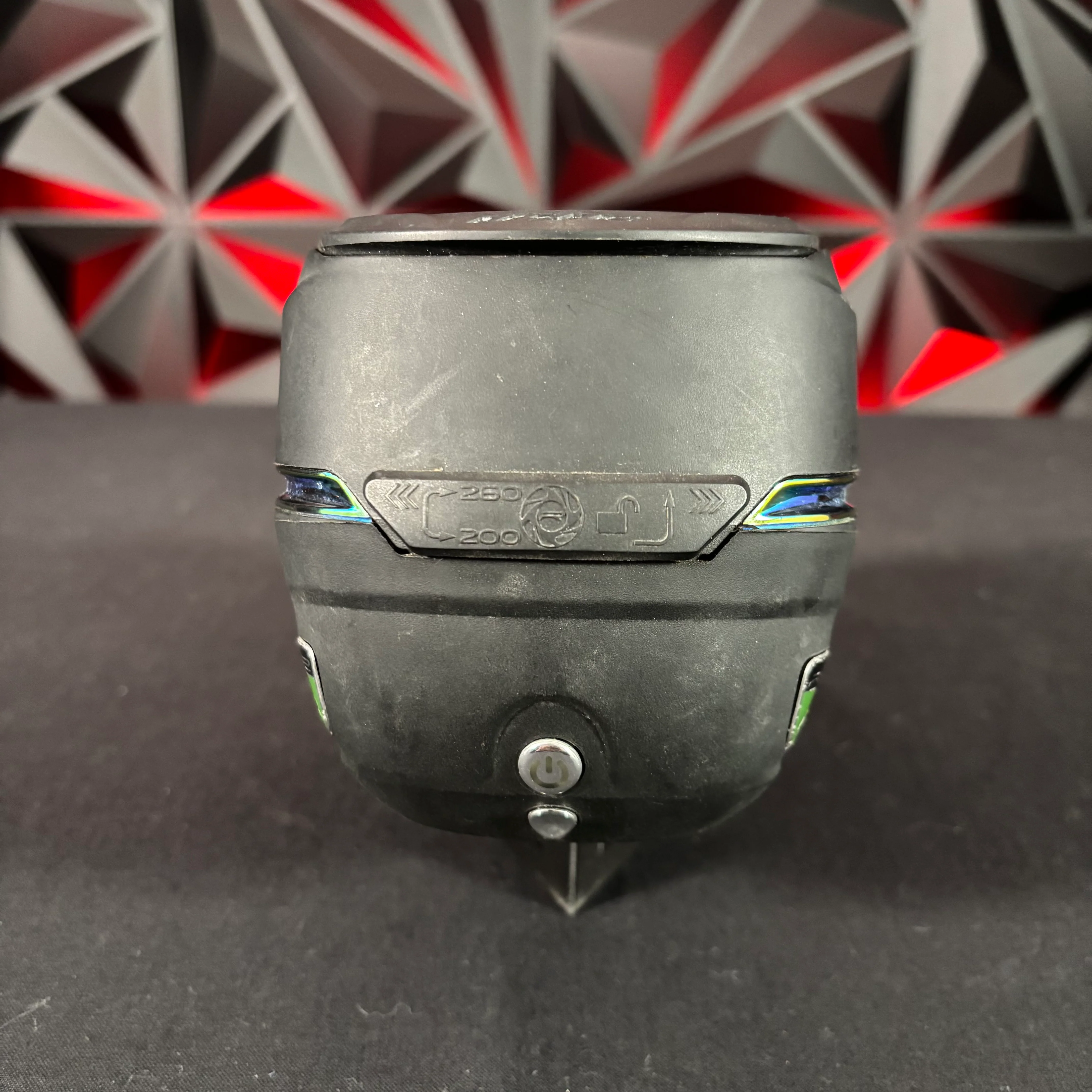 Used Dye R2 Paintball Loader - Black/Green w/Rain Lid - Image 2