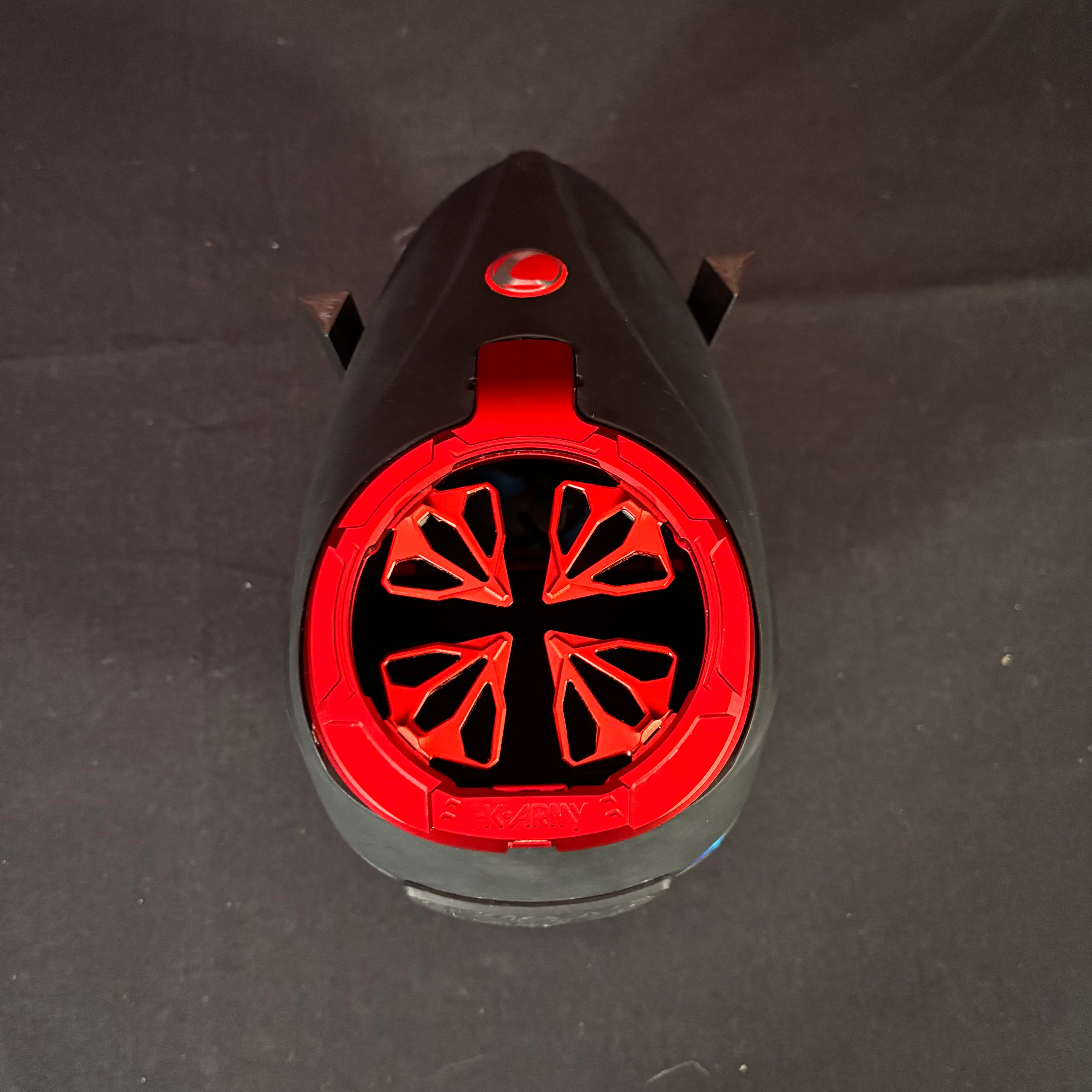 Used Dye R2 Paintball Loader - Fire w/ Red Evo Metal Speedfeed - Image 3