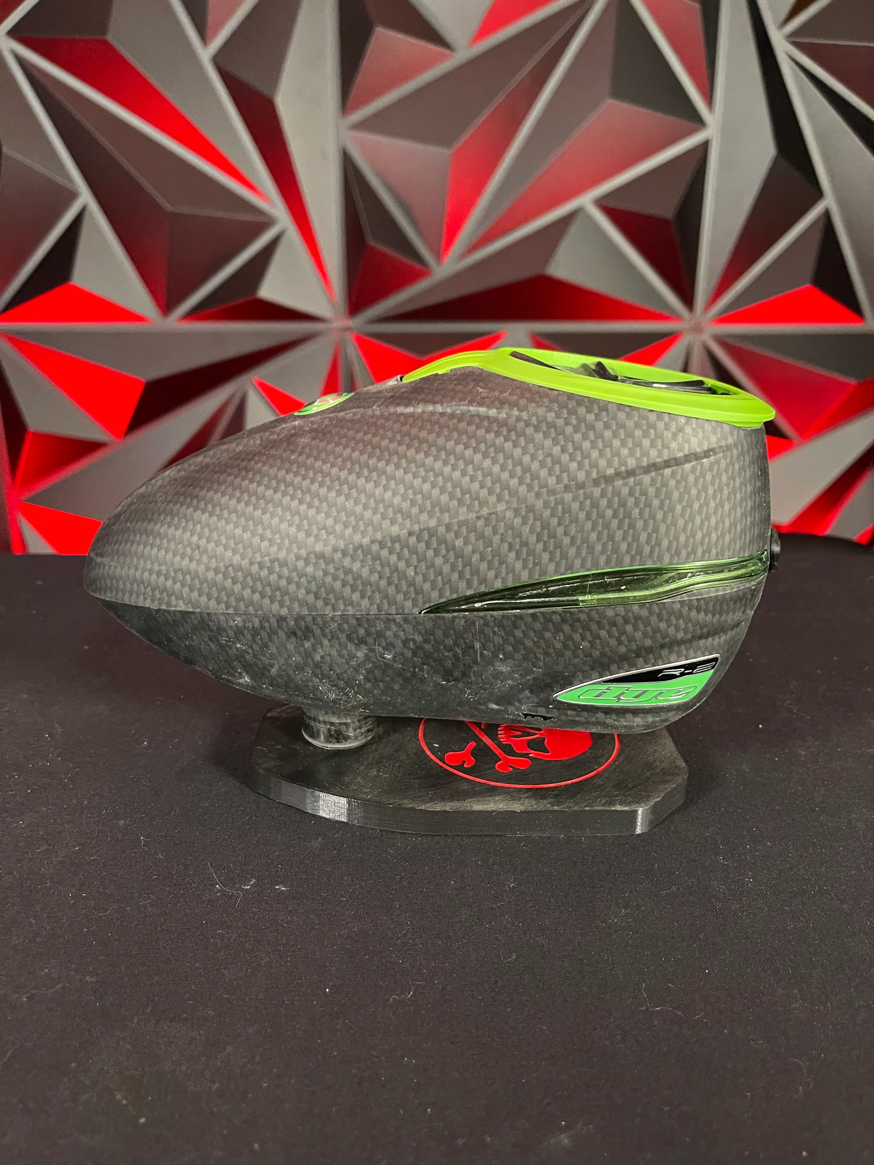 Used Dye R2 Paintball Loader- Carbon/Lime w/ Lime R2 Quick Feed - Image 2