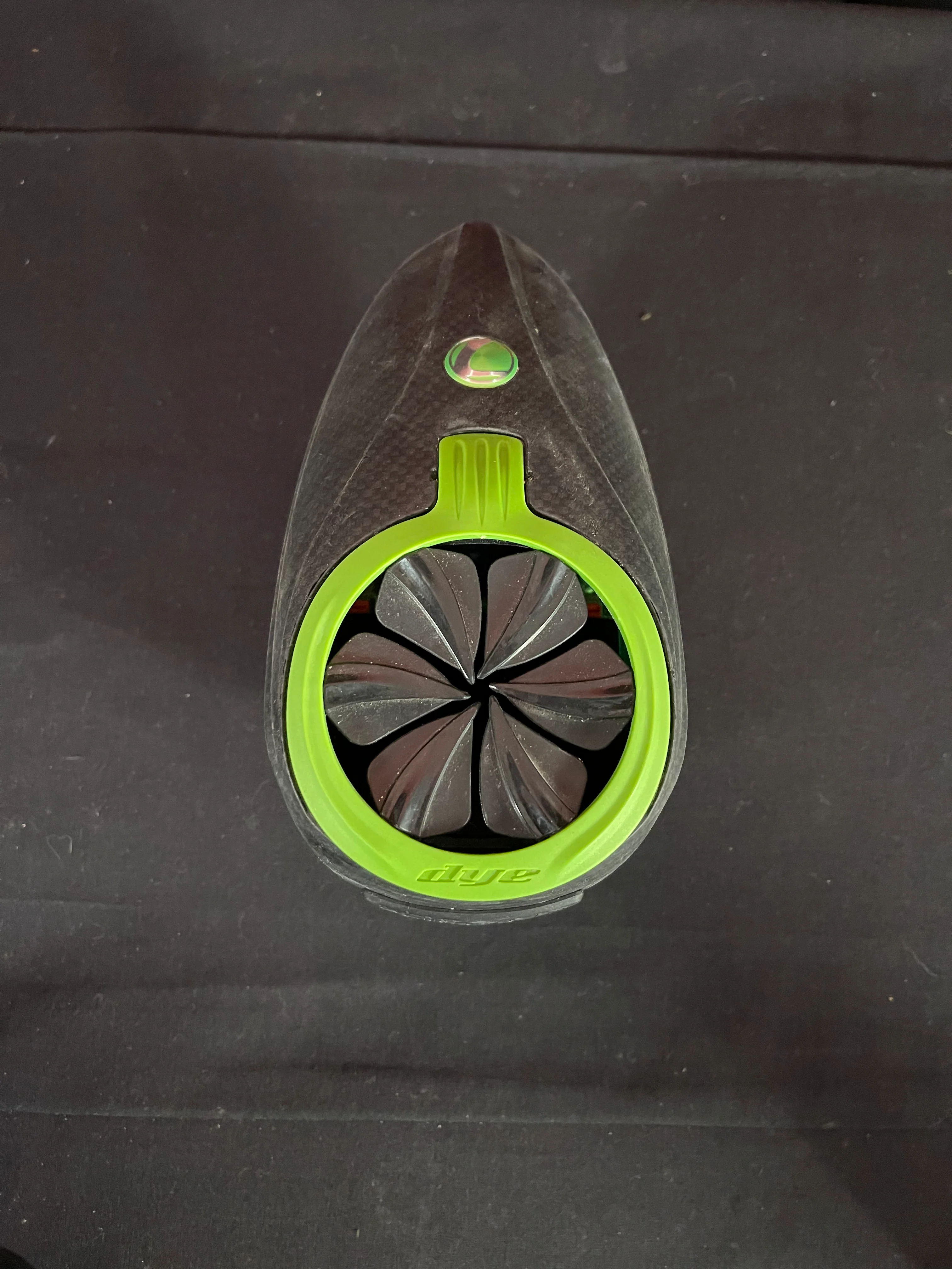 Used Dye R2 Paintball Loader- Carbon/Lime w/ Lime R2 Quick Feed - Image 4