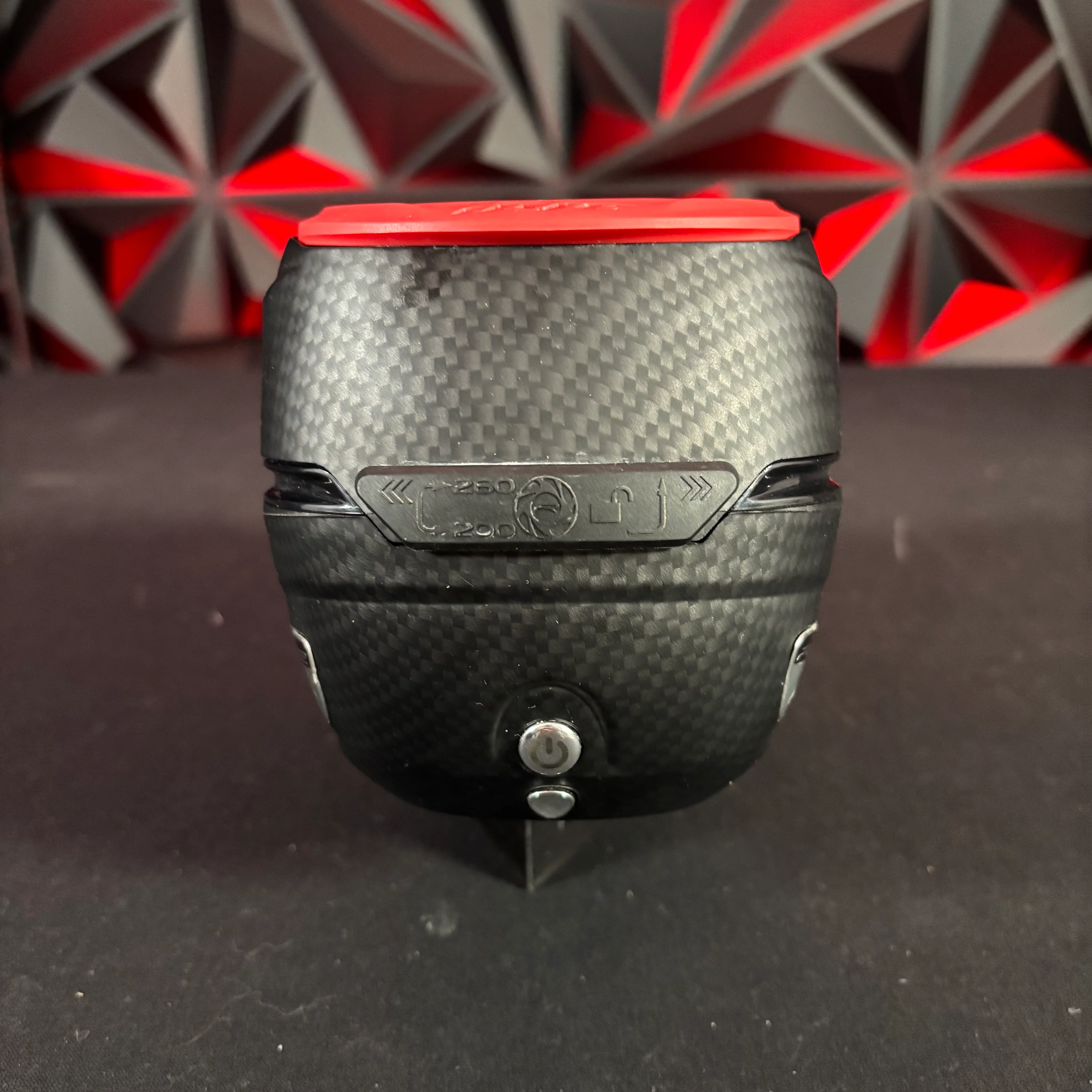 Used Dye R2 Paintball Loader - Carbon w/ Red Quickfeed - Image 2