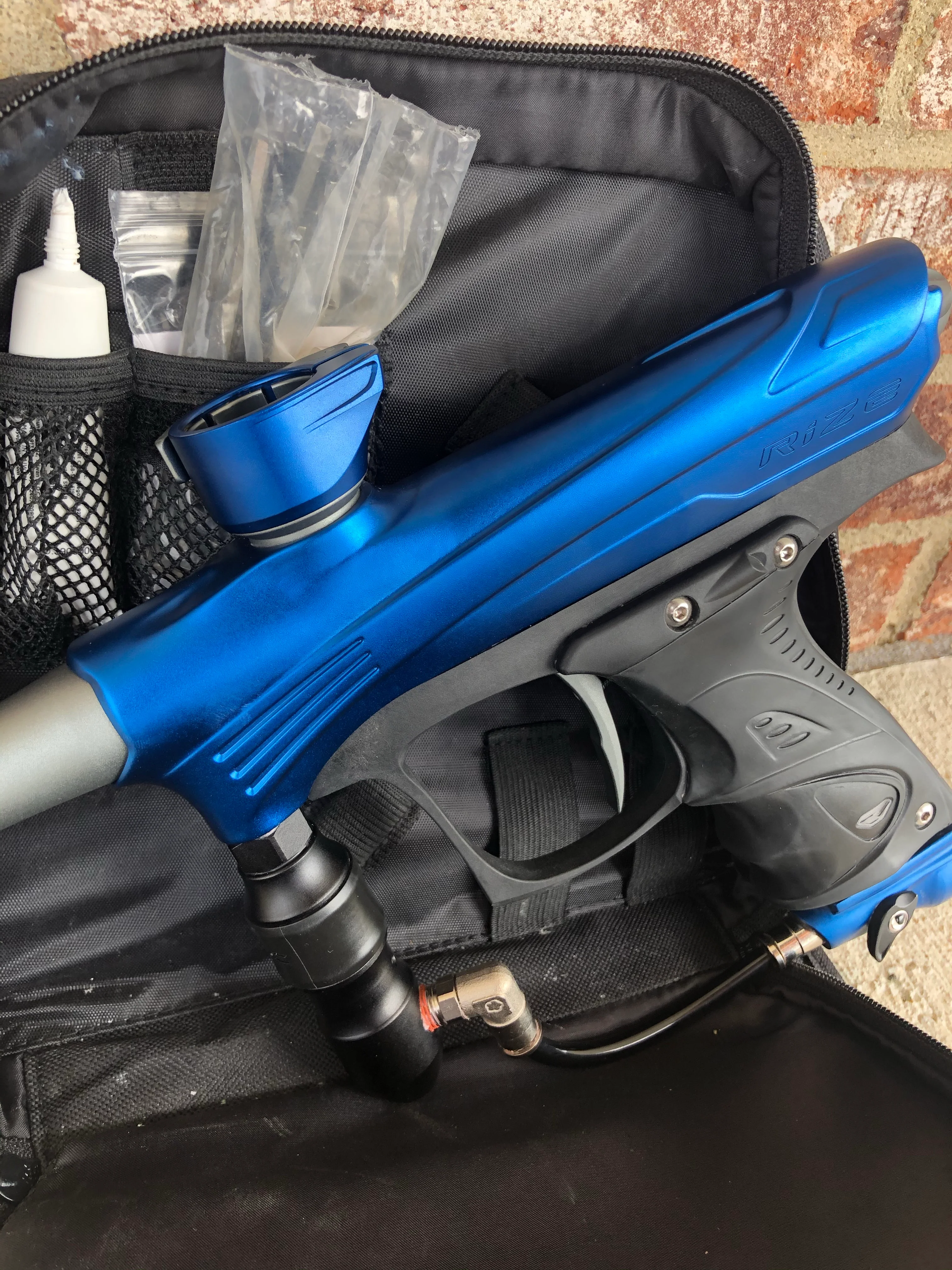 Used Dye Rize Maxxed Paintball Gun - Blue with Gray - Image 3