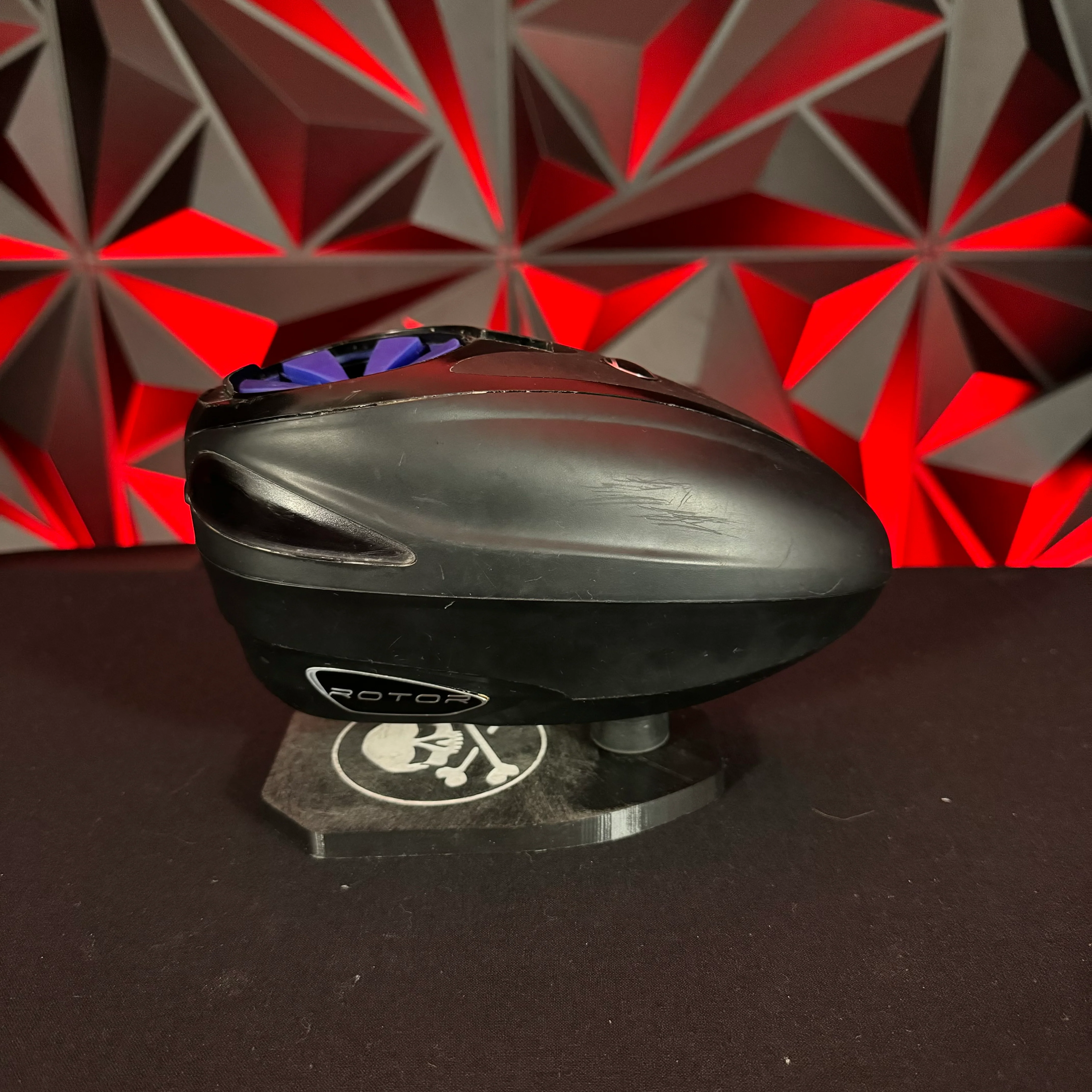 Used Dye Rotor Paintball Loader - Black w/Blue Exalt Speed Feed