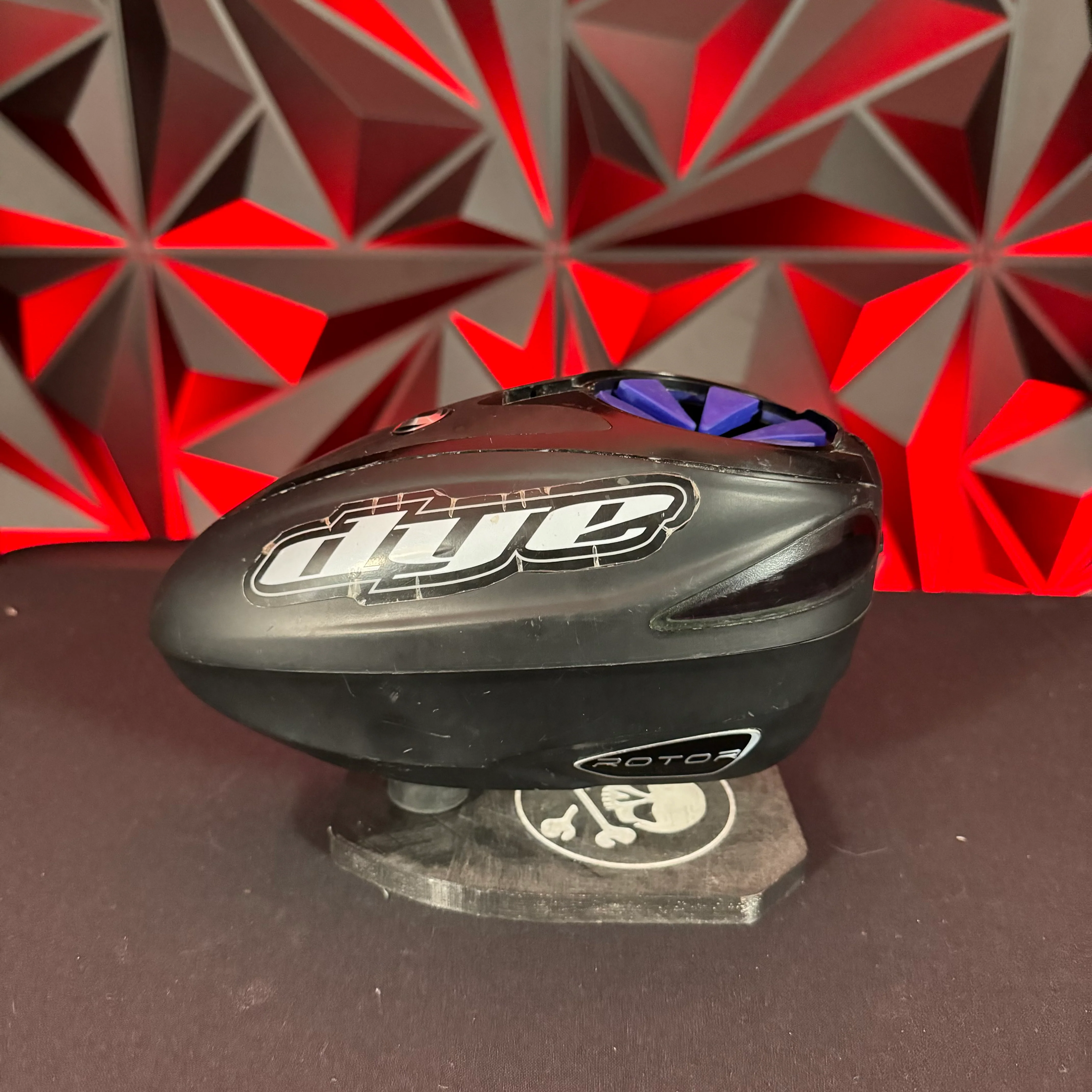 Used Dye Rotor Paintball Loader - Black w/Blue Exalt Speed Feed - Image 2