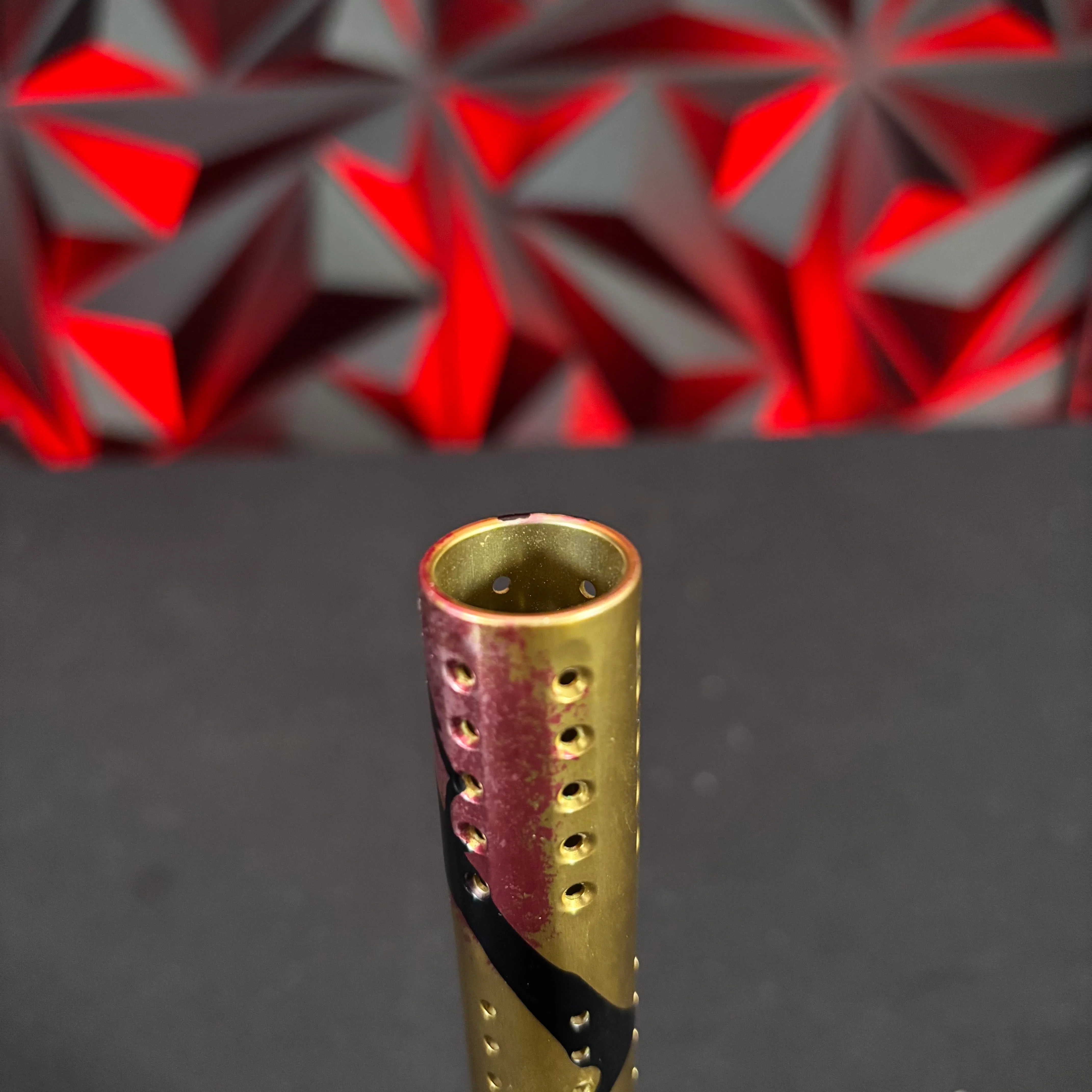 Used Dye UL Paintball Barrel Tip - Custom Gold Cherry blossom - Image 2