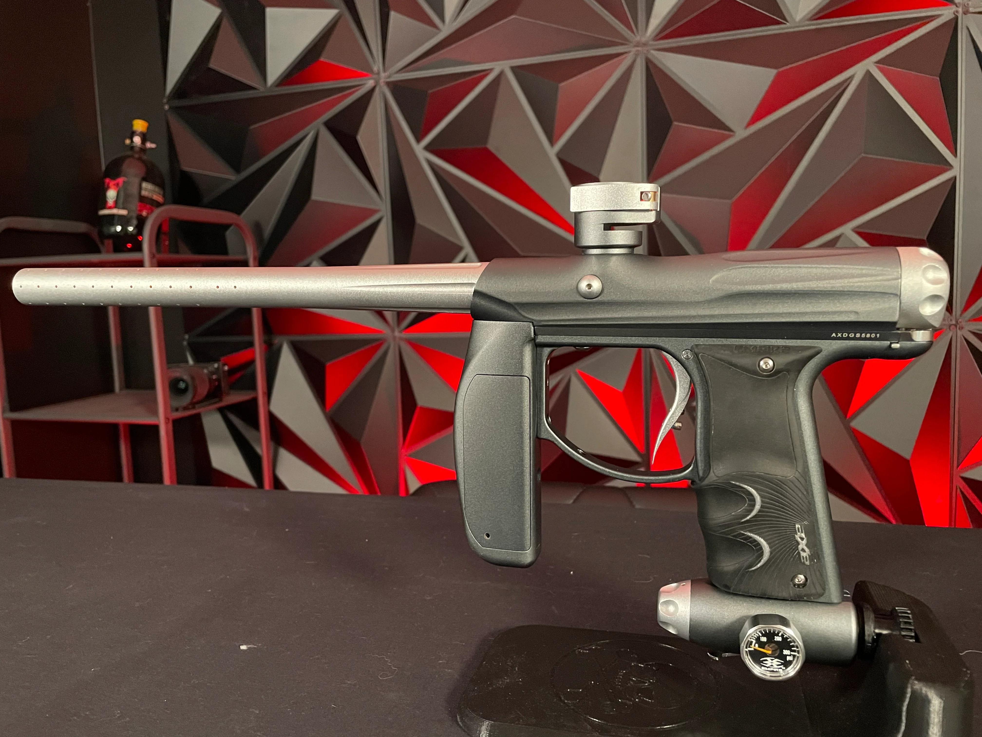 Used Empire Axe Paintball Gun - Dark Grey/Silver w/Redline Board - Image 6