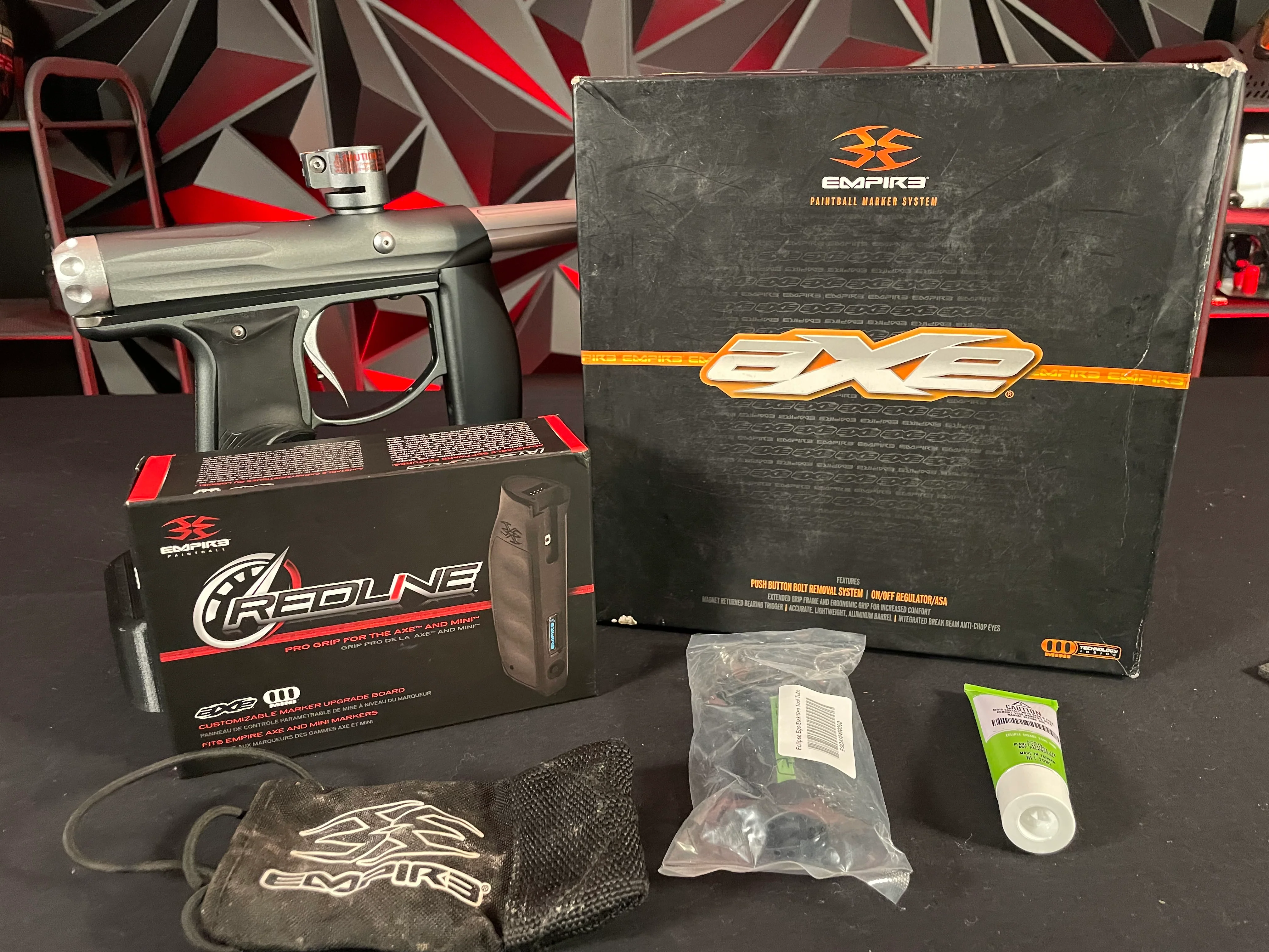 Used Empire Axe Paintball Gun - Dark Grey/Silver w/Redline Board - Image 7