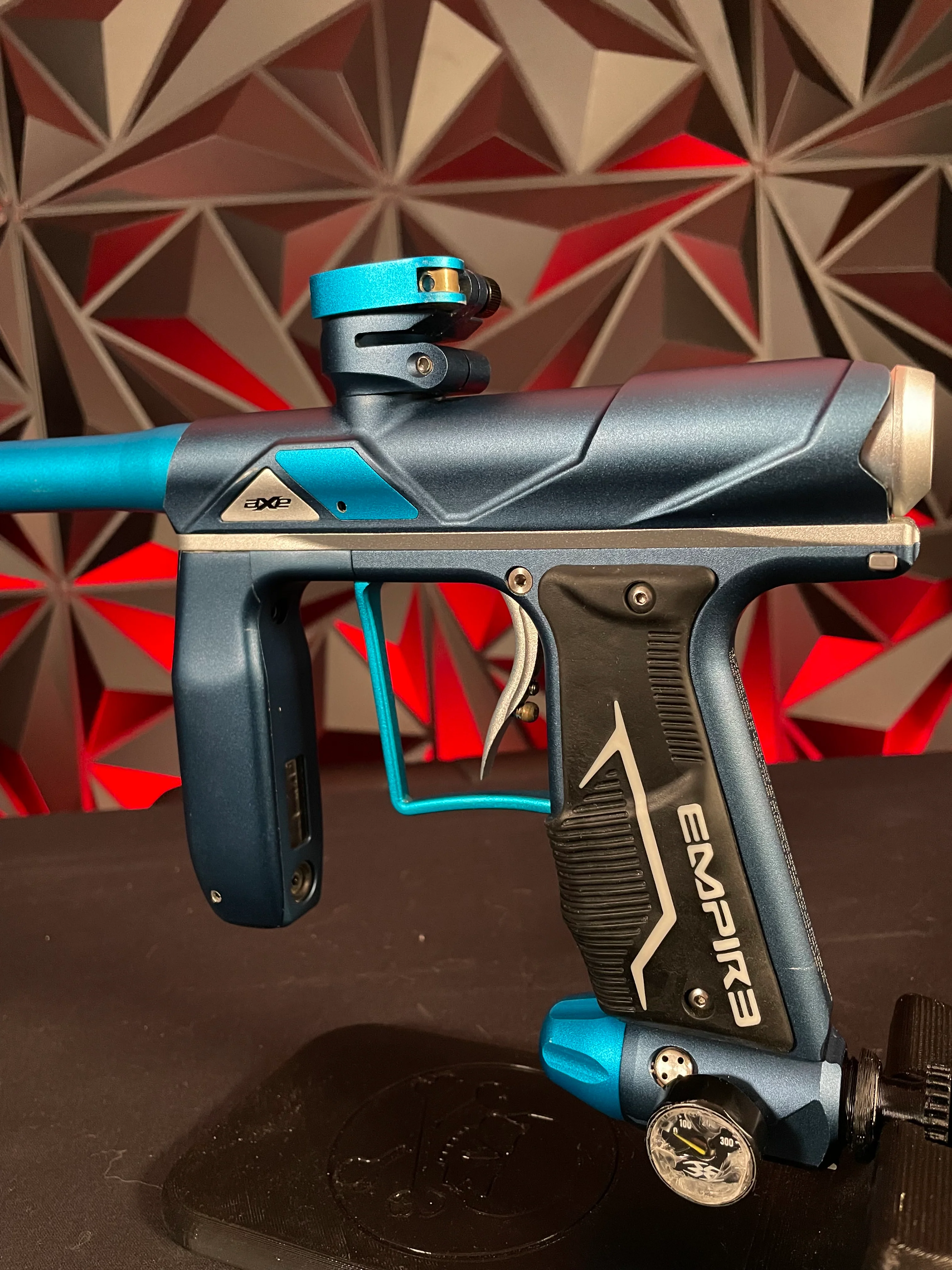 Used Empire Axe Pro Paintball Gun - Blue/Silver w/ Redline Board - Image 2