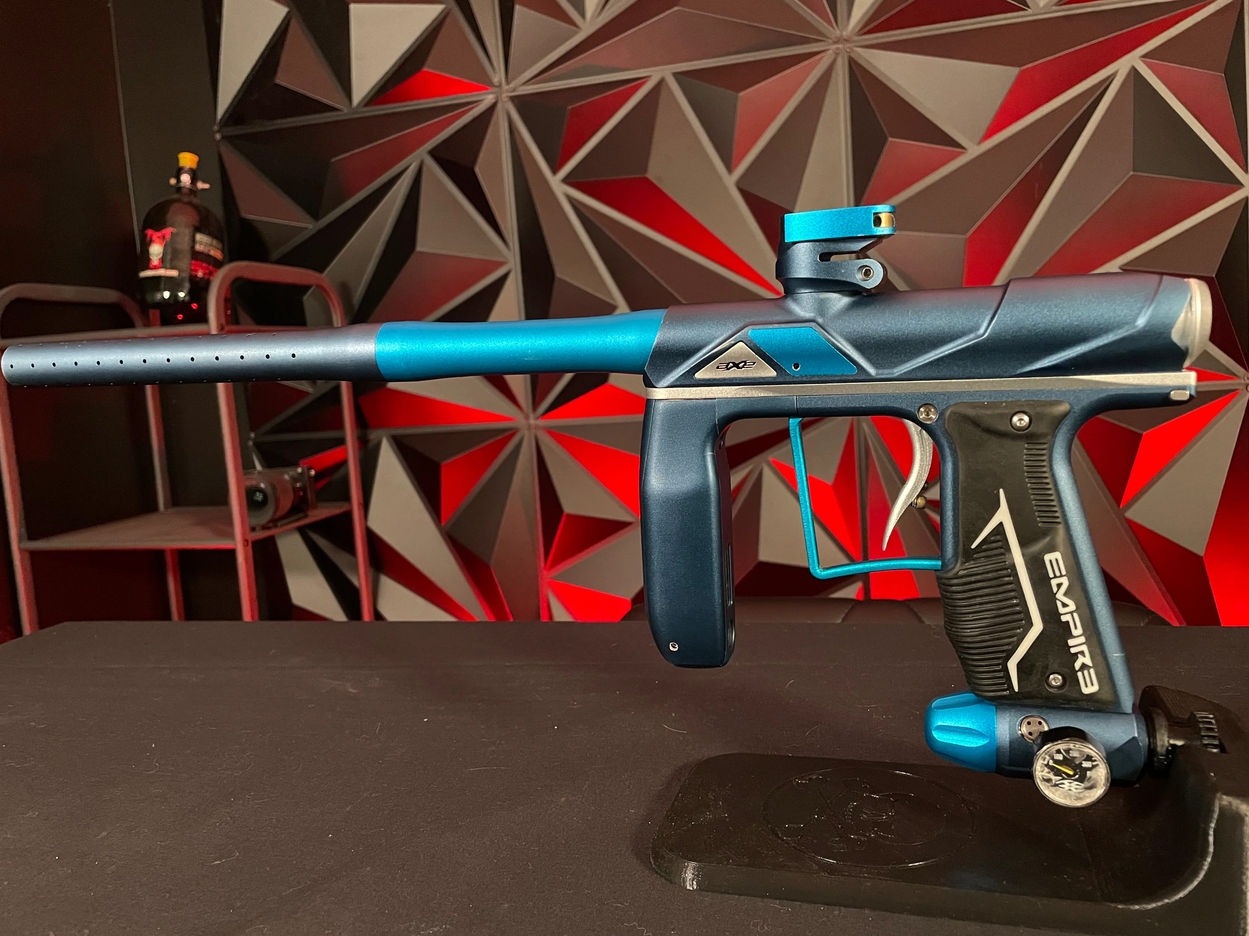 Used Empire Axe Pro Paintball Gun - Blue/Silver w/ Redline Board - Image 5
