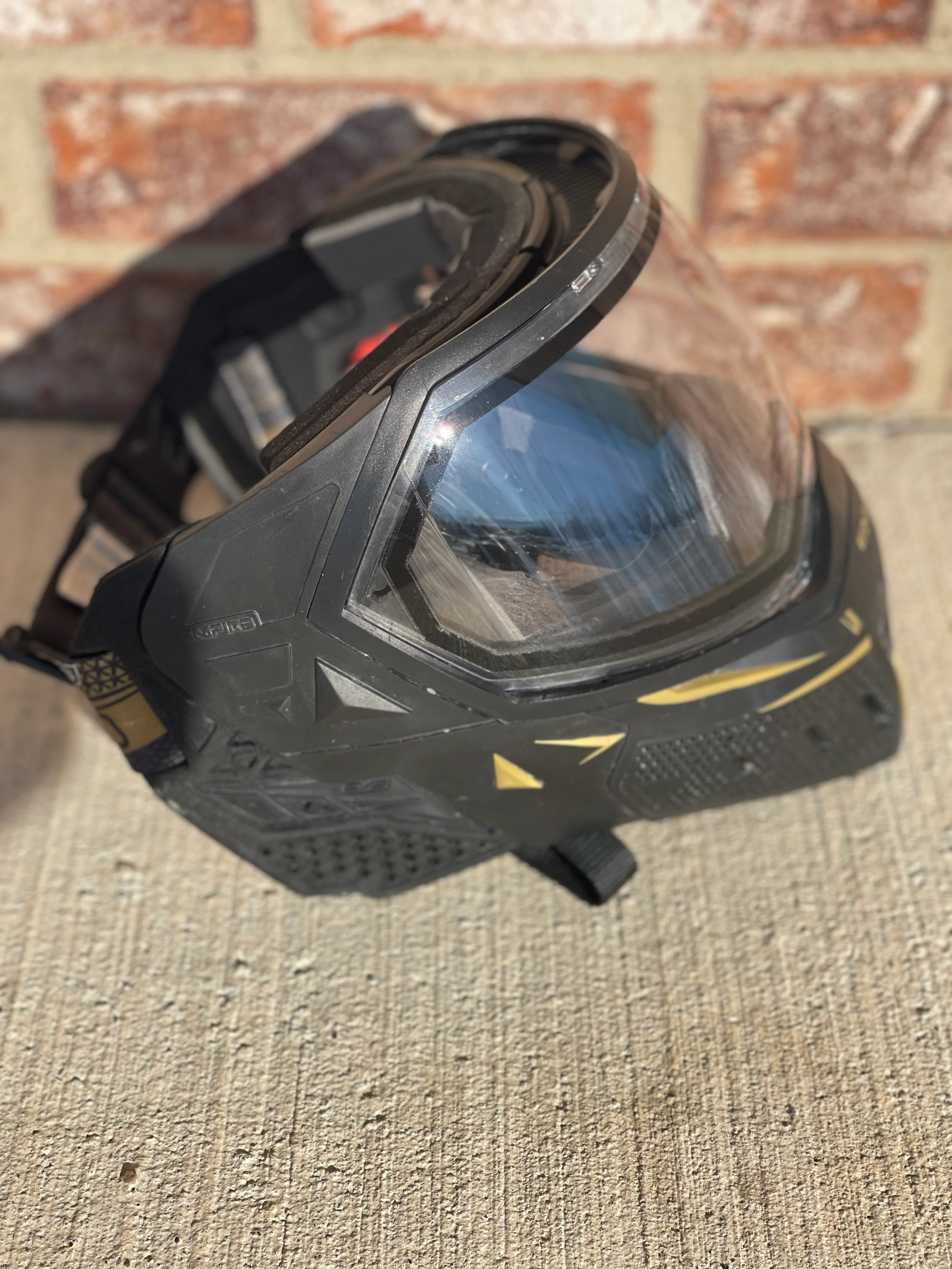 Used Empire EVS Paintball Mask - Black/Gold w/ Extra Lens - Image 3