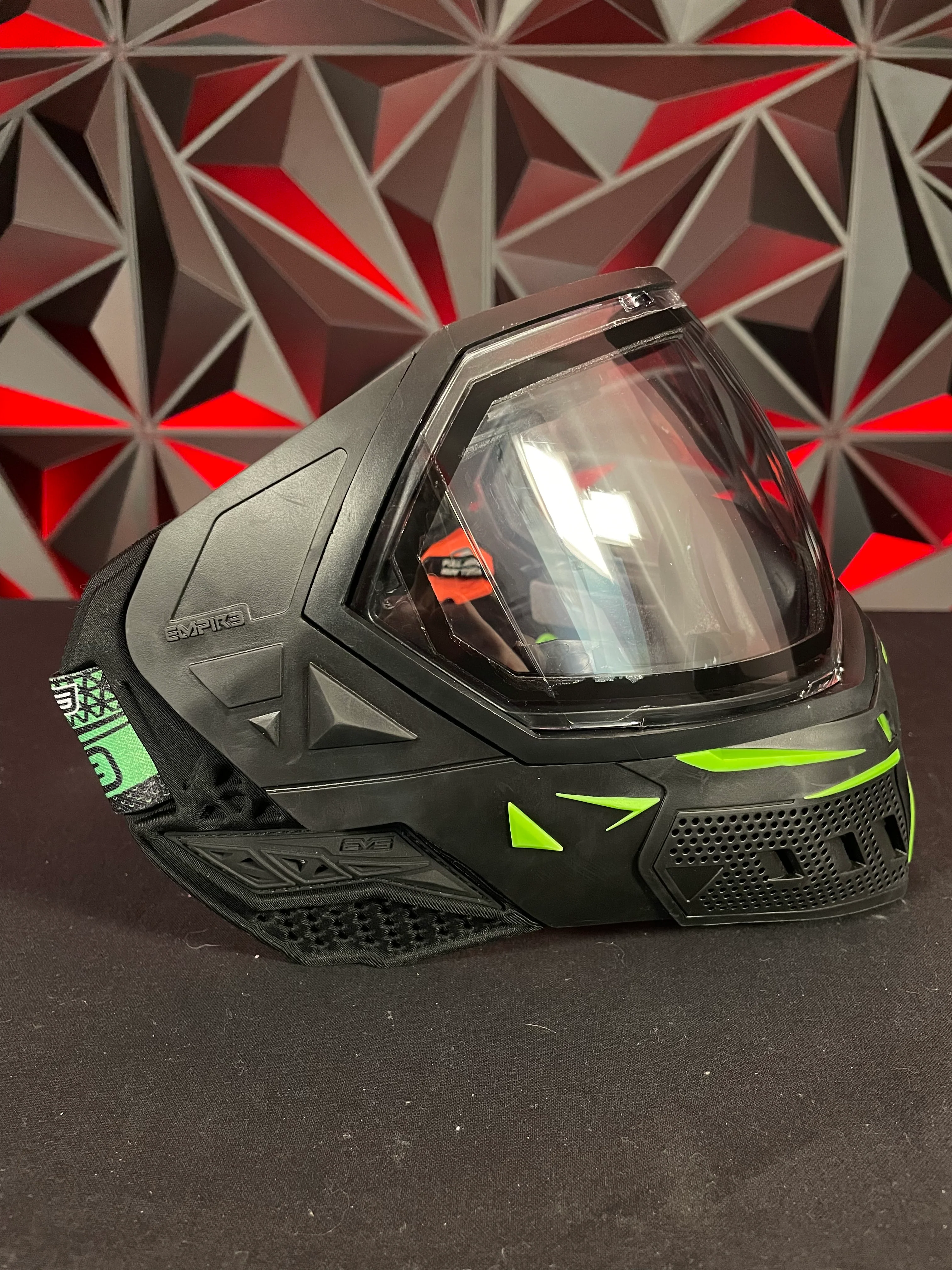 Used Empire EVS Paintball Mask - Black/Green w/ 2 lenses - Image 3