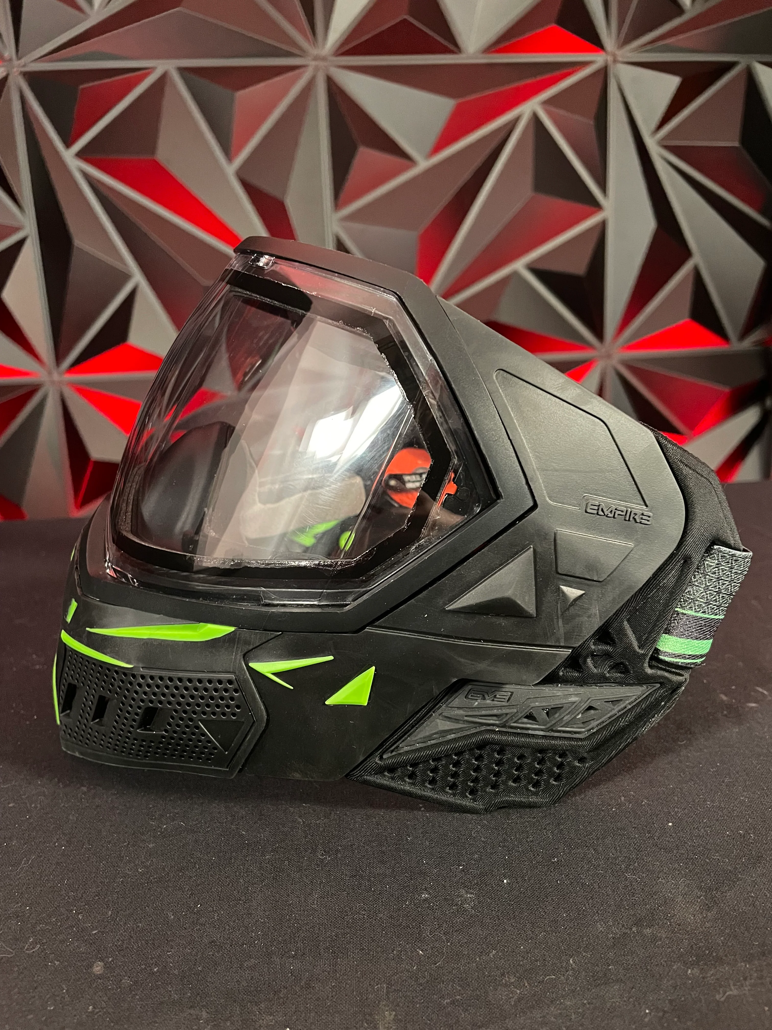 Used Empire EVS Paintball Mask - Black/Green w/ 2 lenses - Image 4