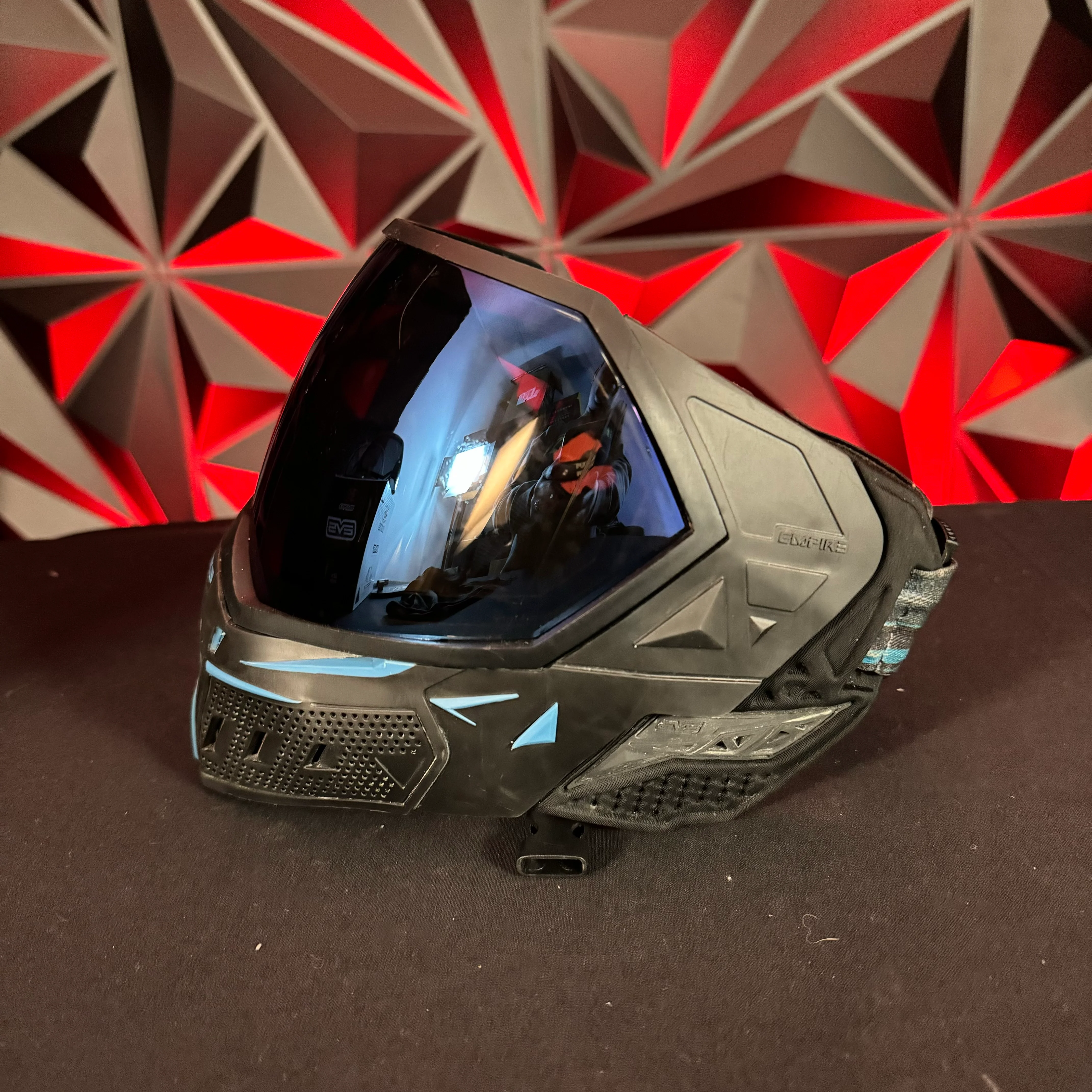 Used Empire EVS Paintball Mask - Black/Navy w/ Smoke Lens, Clear Lens, and Soft Goggle Bag - Image 4