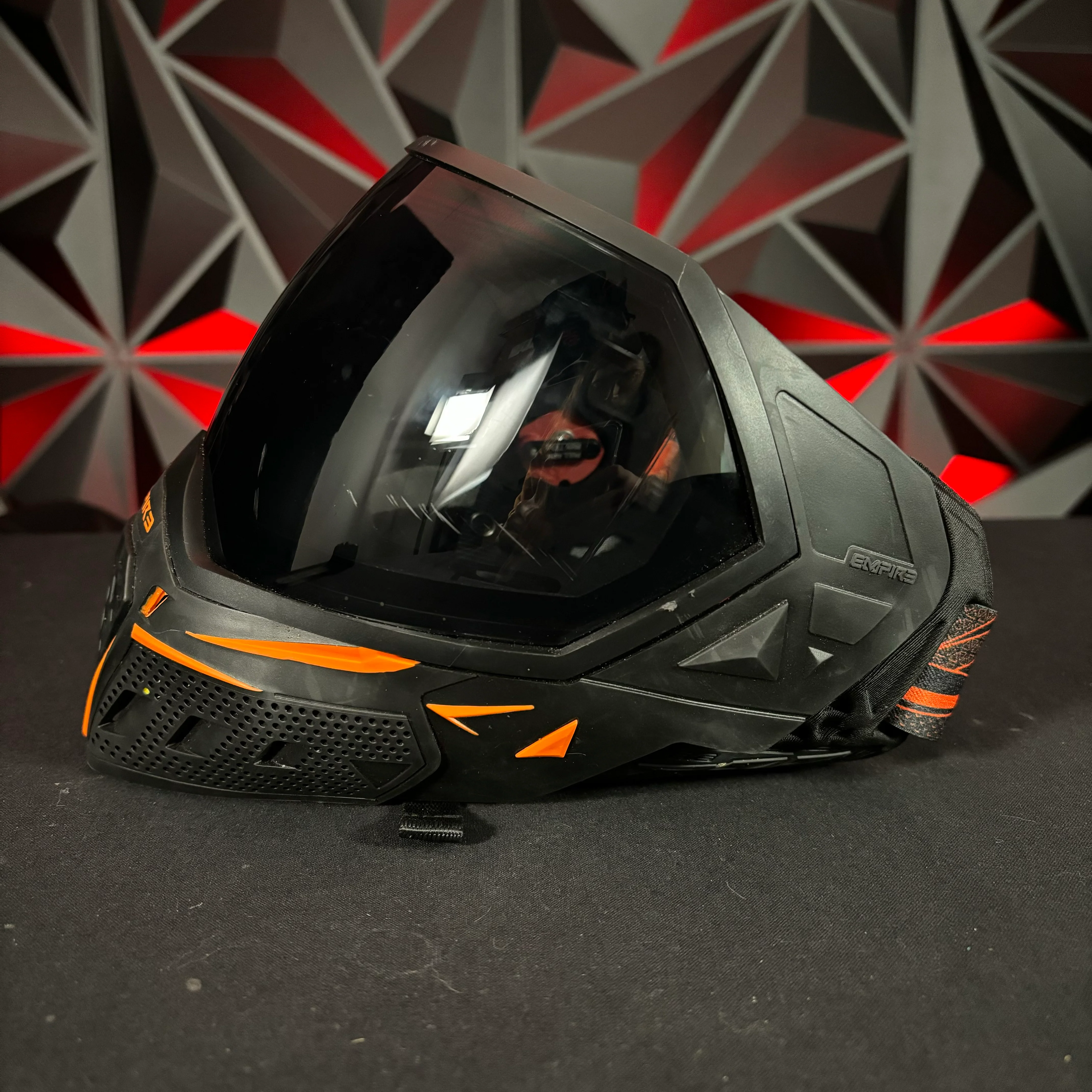 Used Empire EVS Paintball Mask - Black / Orange w/ Smoke Lens & Soft Goggle Bag - Image 3