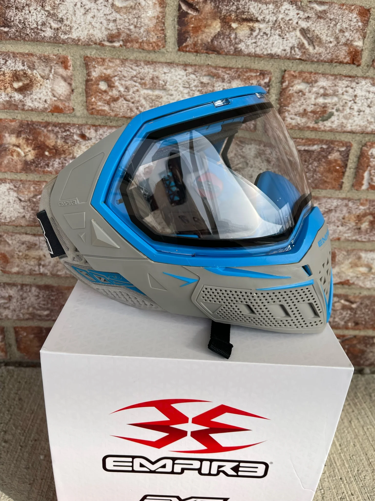 Used Empire EVS Paintball Mask - Grey / Cyan - Image 2