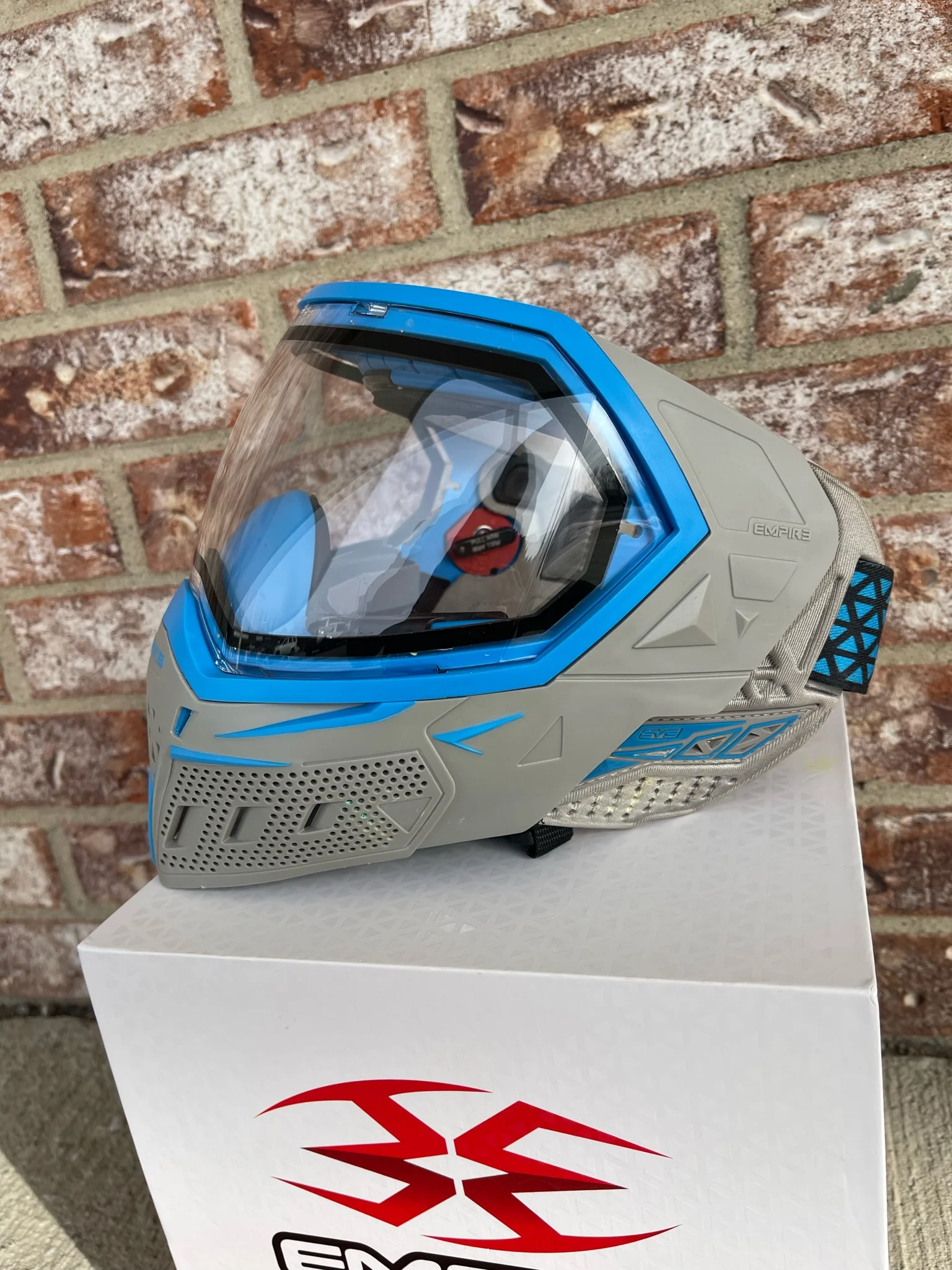 Used Empire EVS Paintball Mask - Grey / Cyan - Image 3