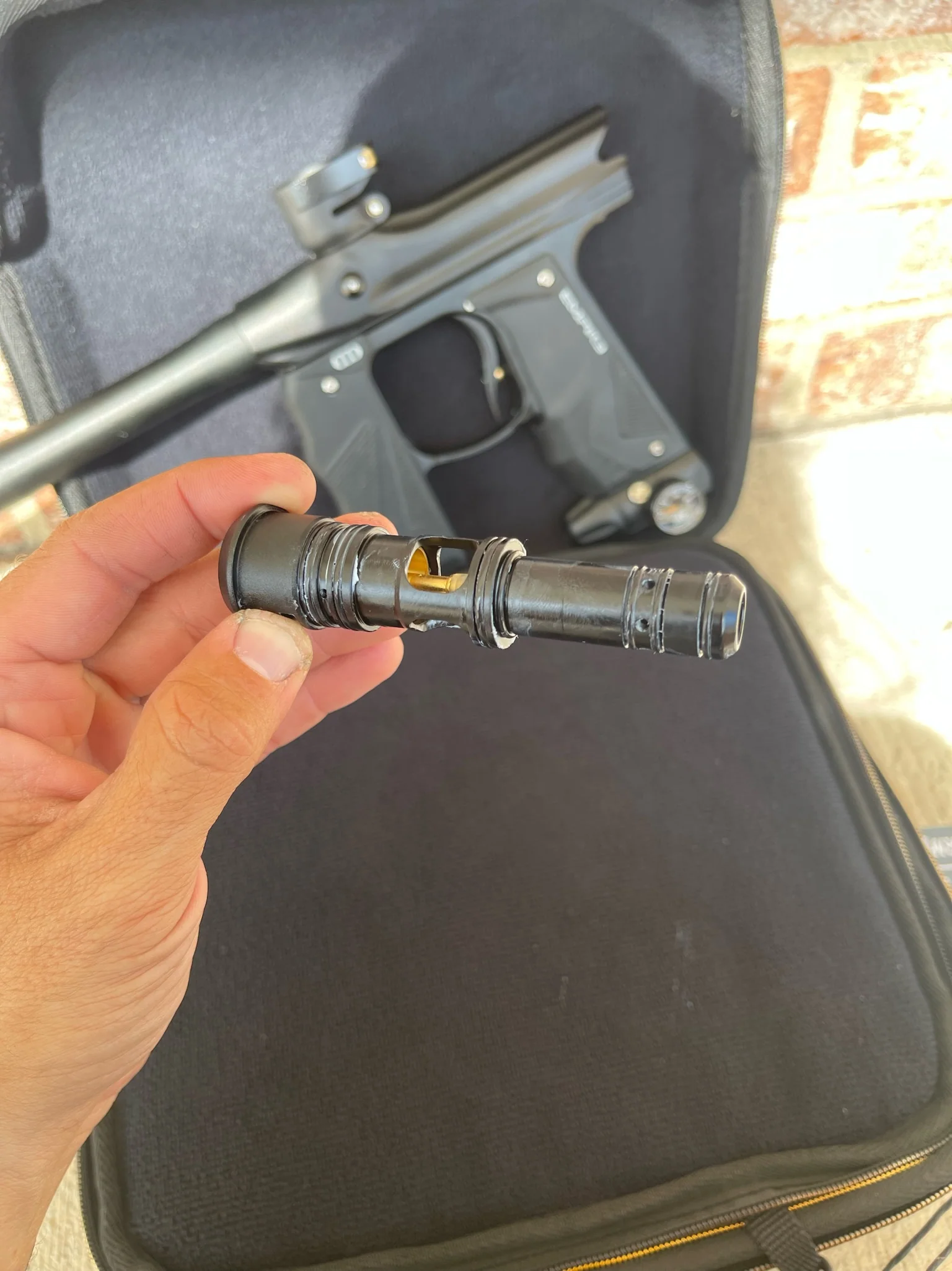 Used Empire Mini GS Paintball Gun - Black w/ 2 Piece Barrel & HK Army Exo 2.0 Marker Case - Image 10