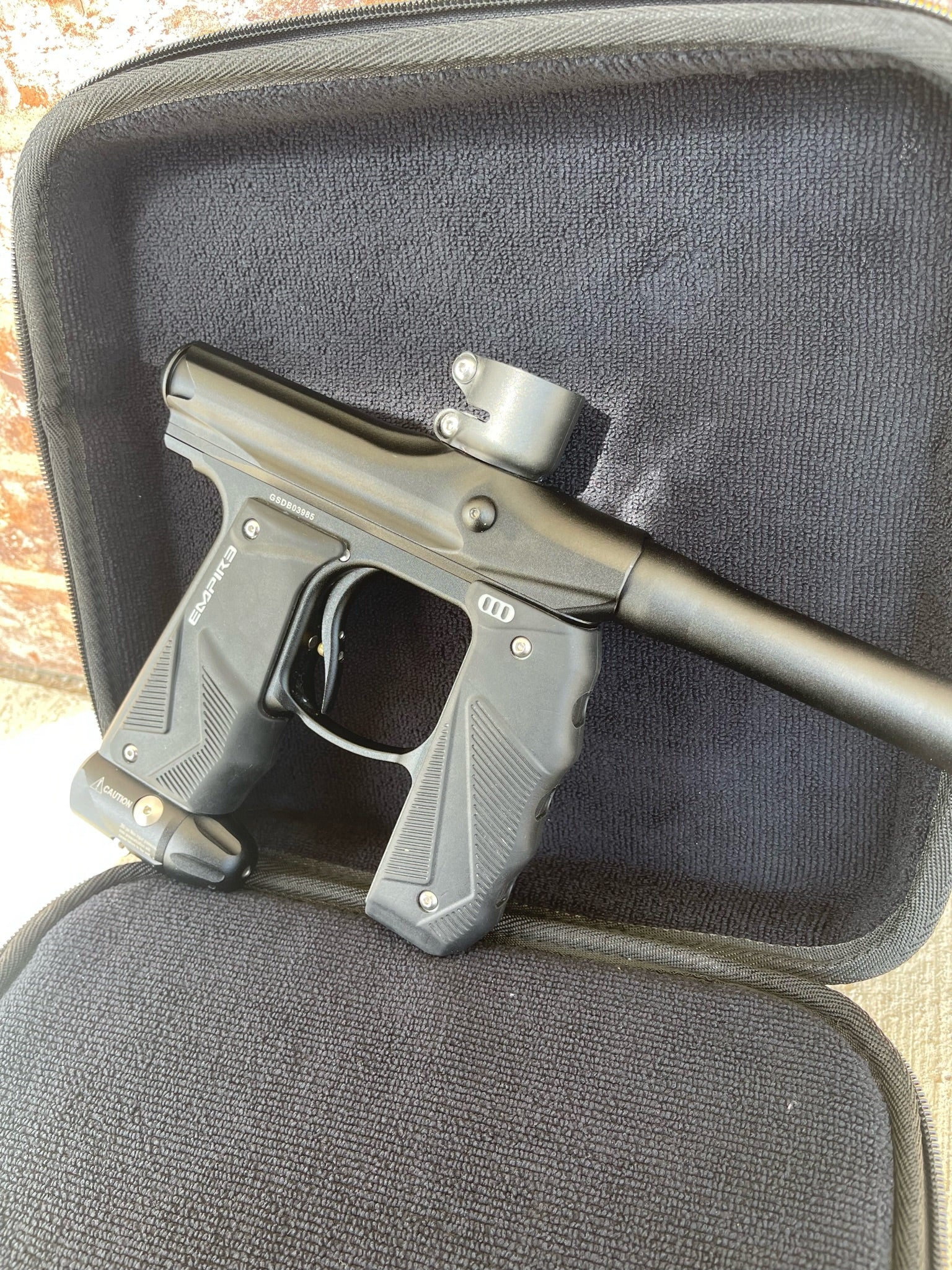 Used Empire Mini GS Paintball Gun - Black w/ 2 Piece Barrel & HK Army Exo 2.0 Marker Case - Image 3