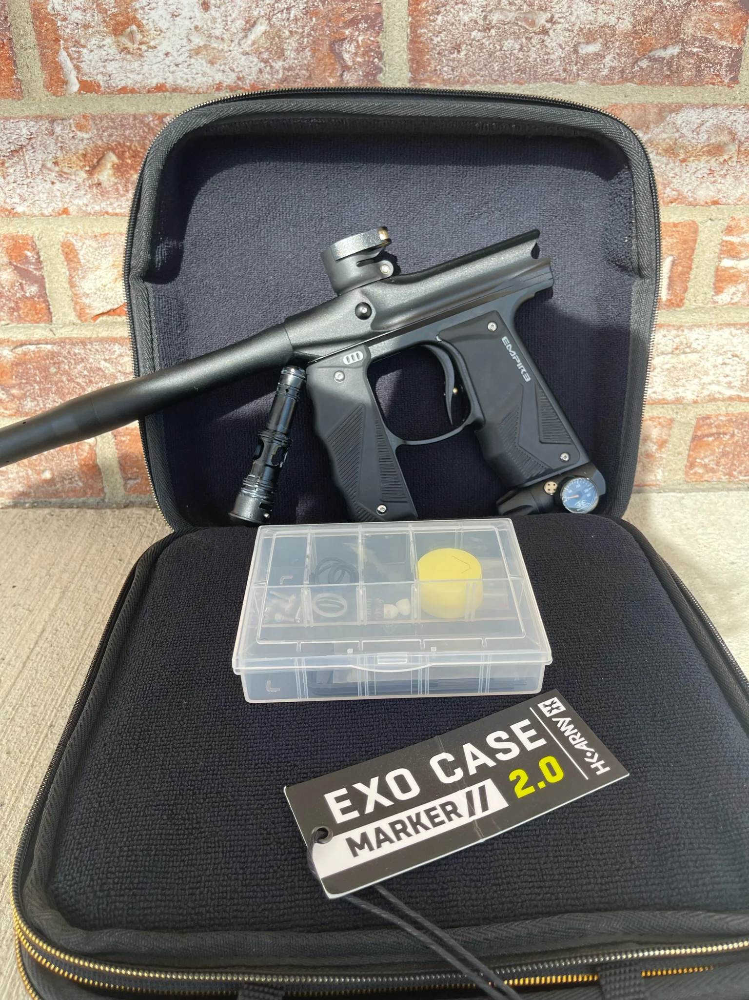Used Empire Mini GS Paintball Gun - Black w/ 2 Piece Barrel & HK Army Exo 2.0 Marker Case - Image 7