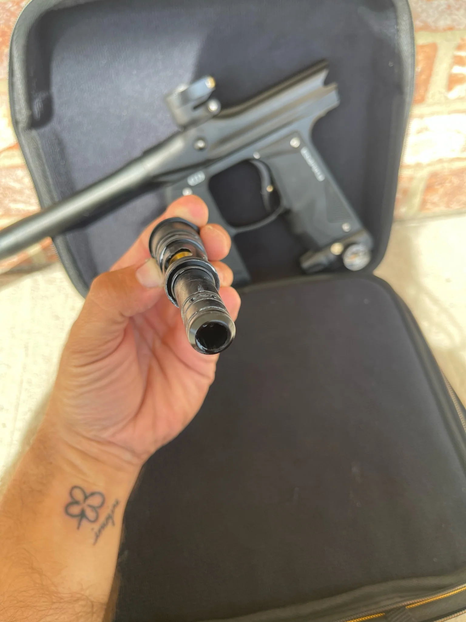 Used Empire Mini GS Paintball Gun - Black w/ 2 Piece Barrel & HK Army Exo 2.0 Marker Case - Image 9