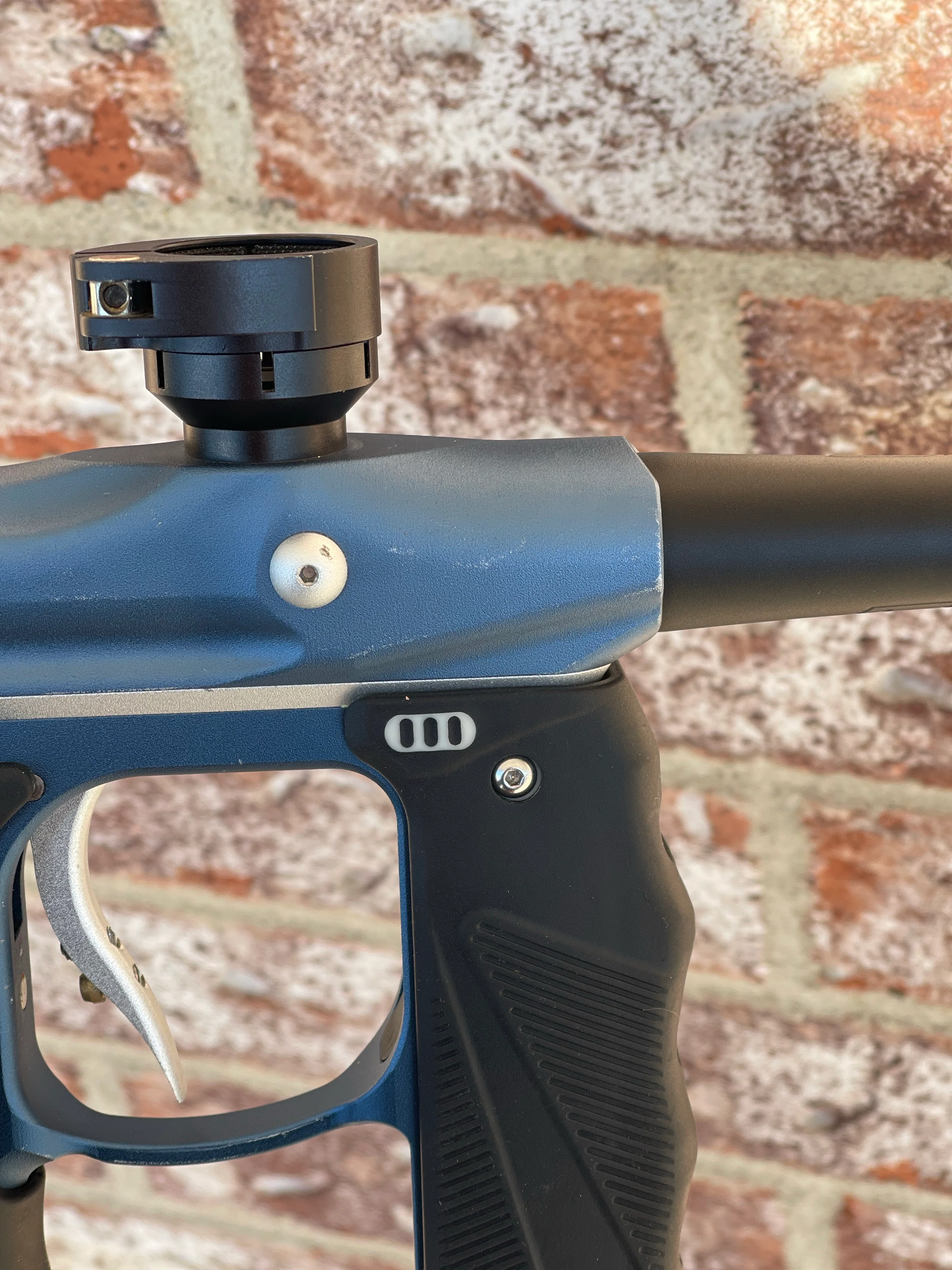 Used Empire Mini GS Paintball Gun - Blue/Silver w/ 14" 1 Piece Proto Barrel - Image 10