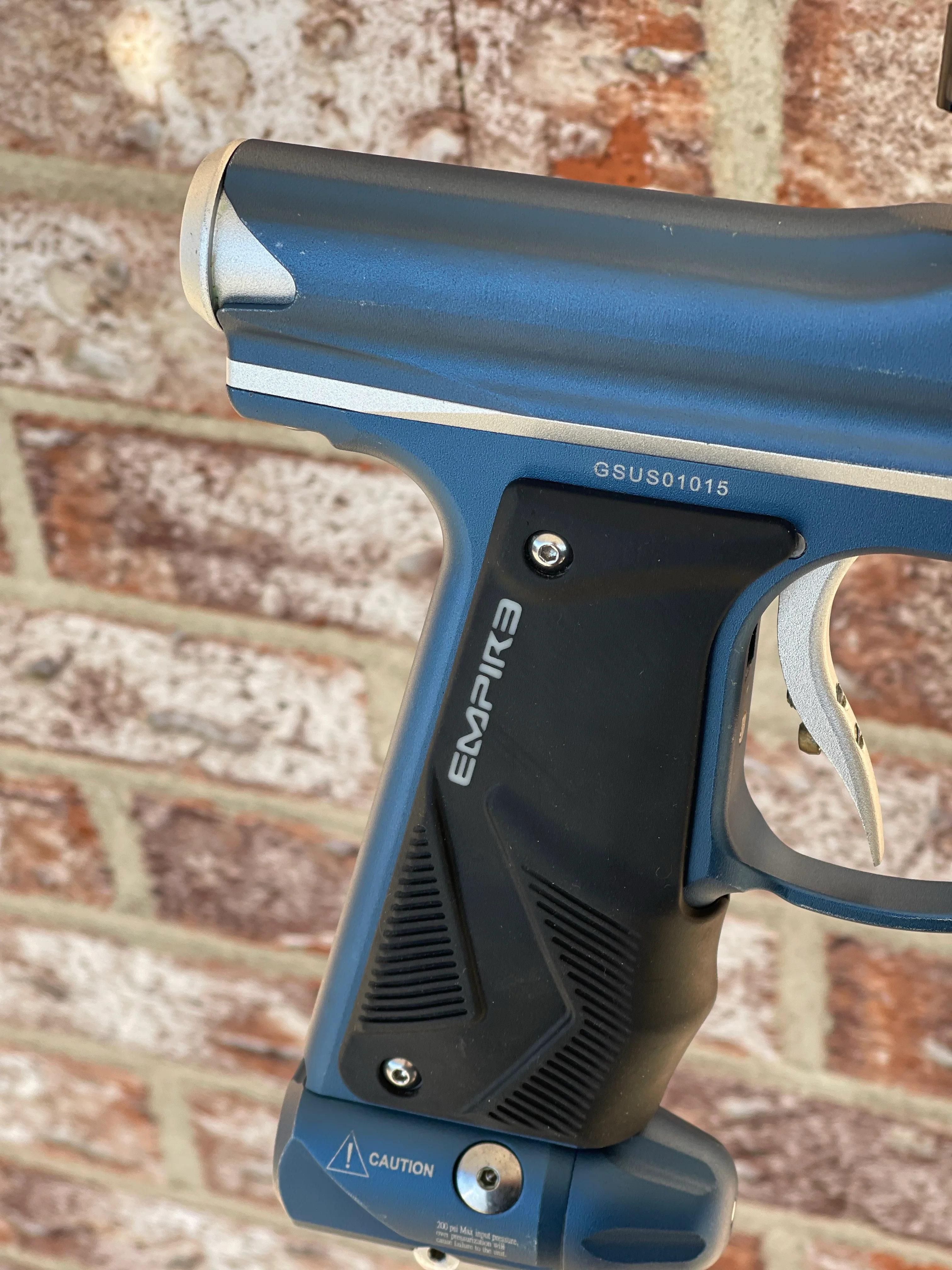 Used Empire Mini GS Paintball Gun - Blue/Silver w/ 14" 1 Piece Proto Barrel - Image 12