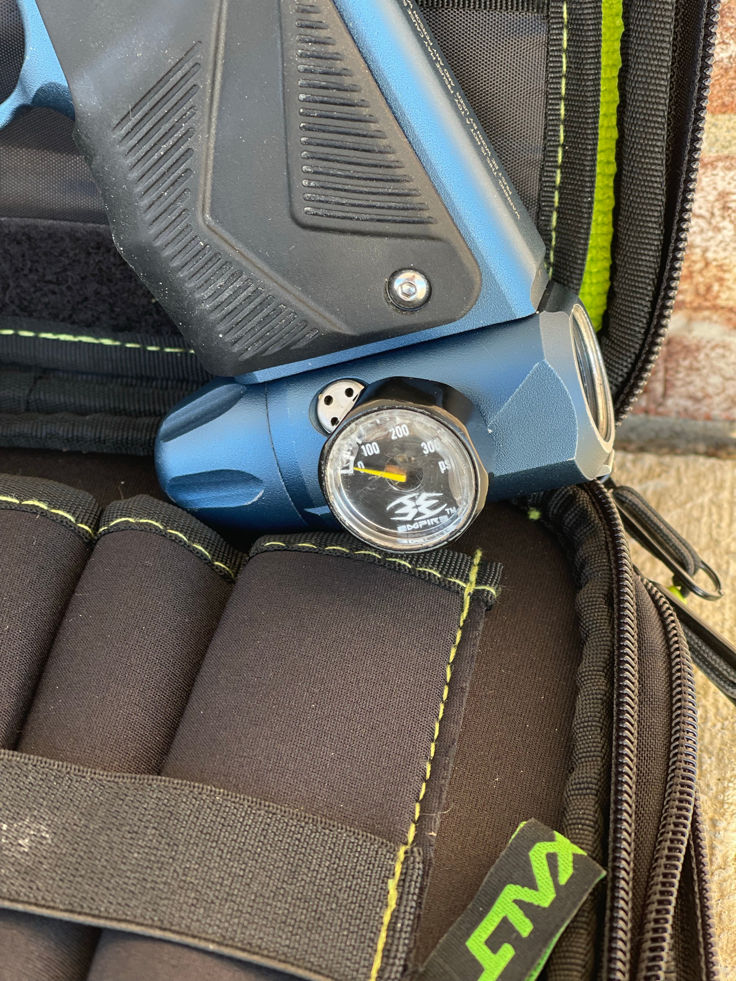 Used Empire Mini GS Paintball Gun - Blue/Silver w/ 14" 1 Piece Proto Barrel - Image 14